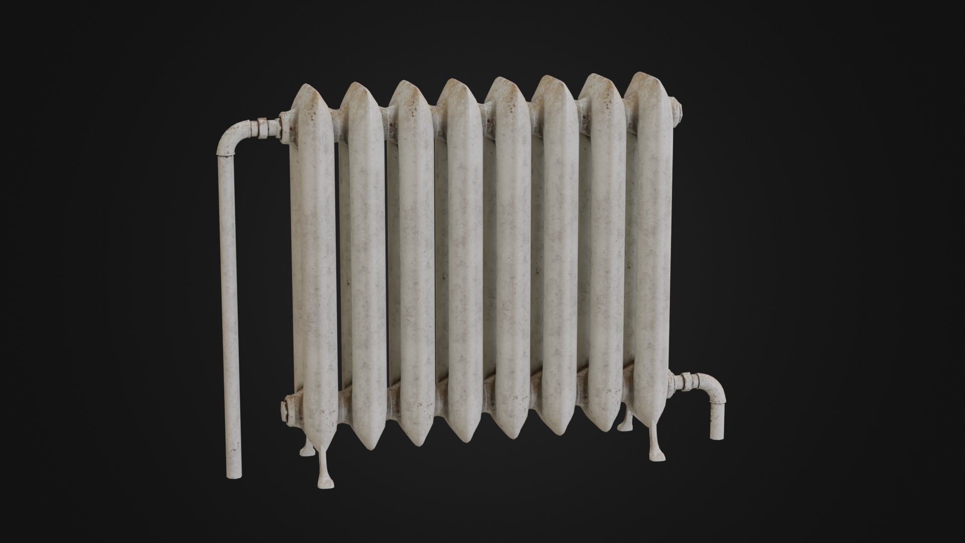 Dirty Soviet Radiator Heater Low-poly 3D model_26
