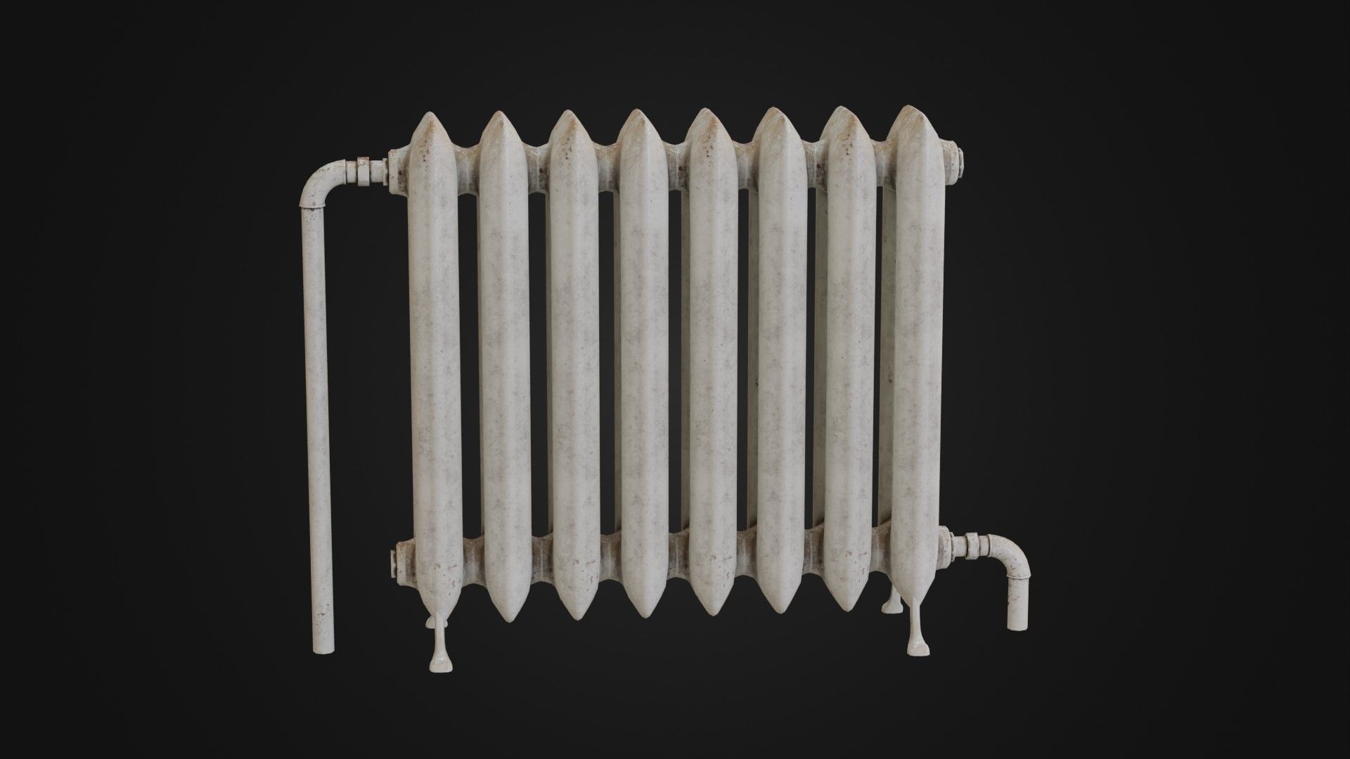Dirty Soviet Radiator Heater Low-poly 3D model_25