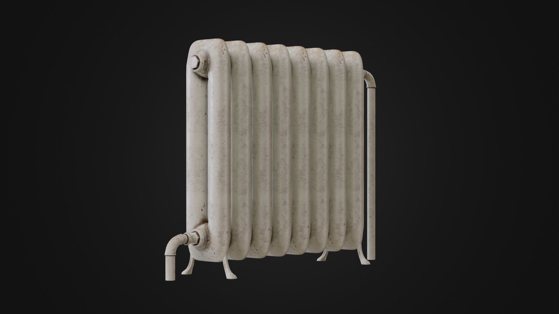 Dirty Soviet Radiator Heater Low-poly 3D model_8