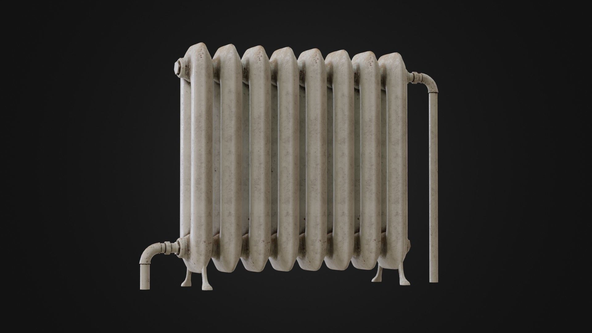 Dirty Soviet Radiator Heater Low-poly 3D model_5