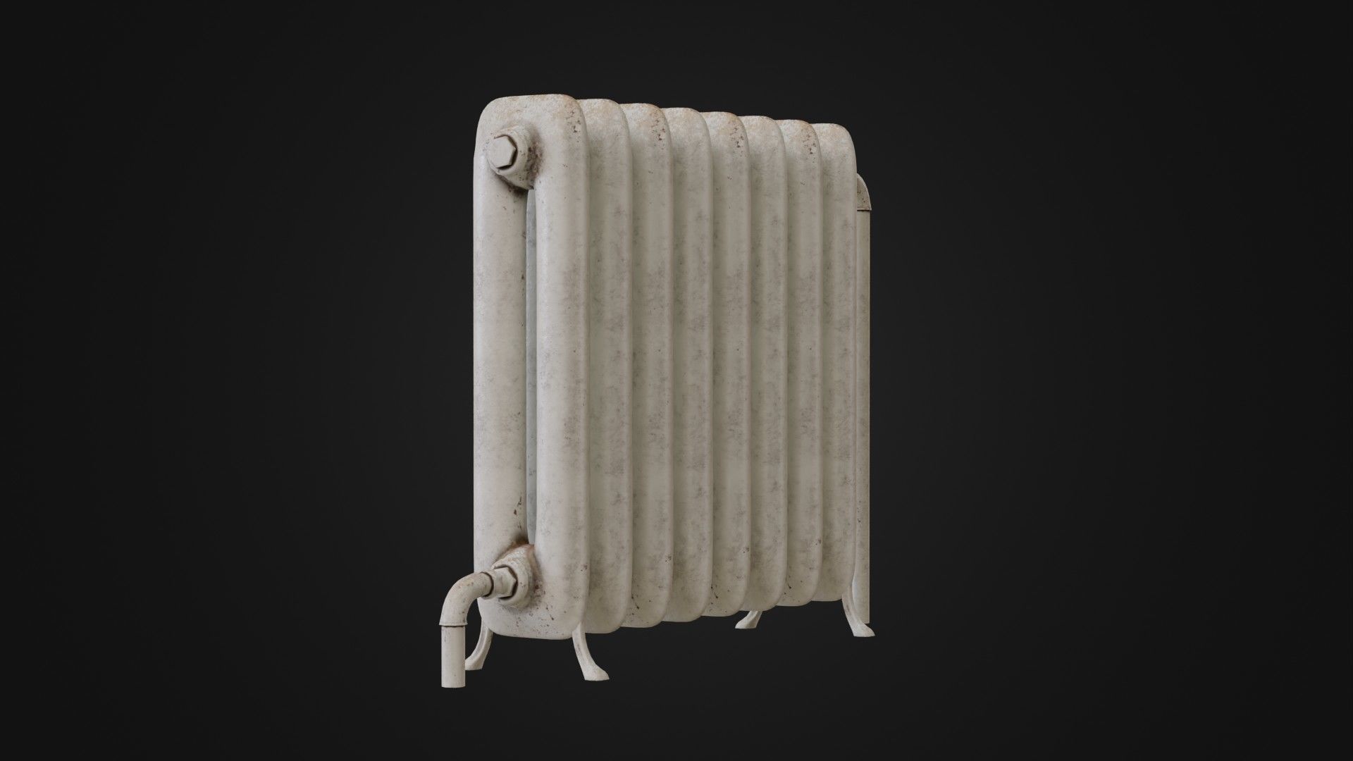 Dirty Soviet Radiator Heater Low-poly 3D model_9