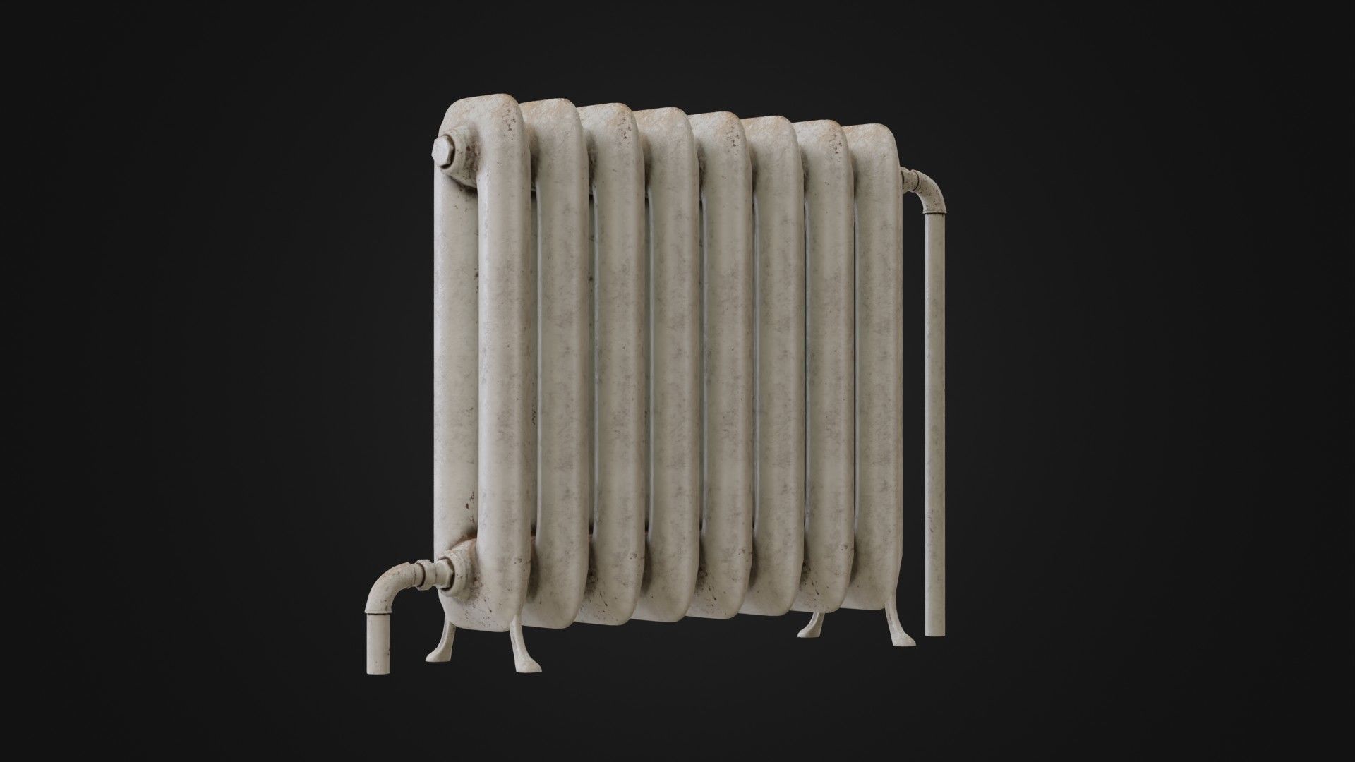 Dirty Soviet Radiator Heater Low-poly 3D model_7