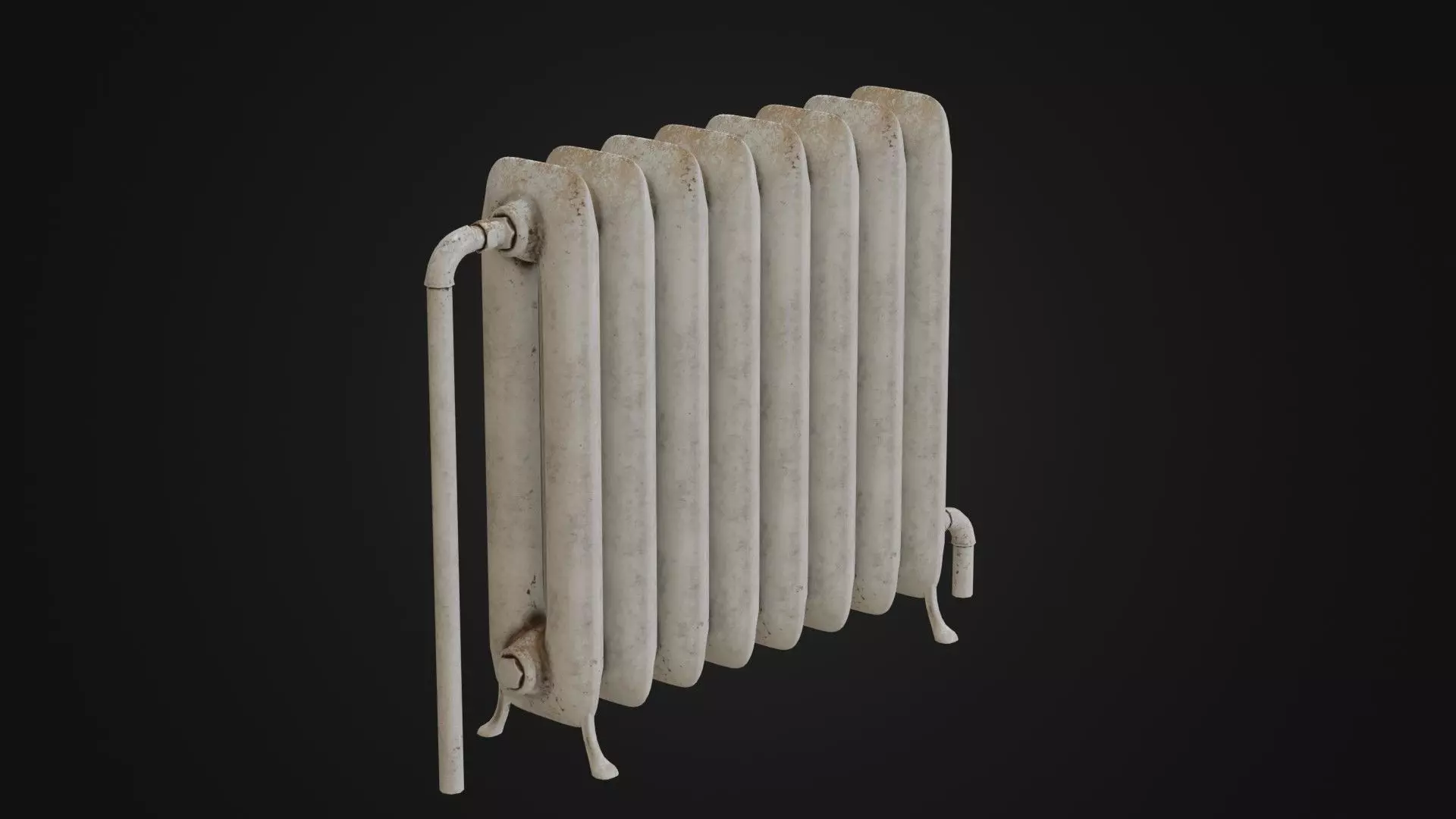 Dirty Soviet Radiator Heater Low-poly 3D model_0