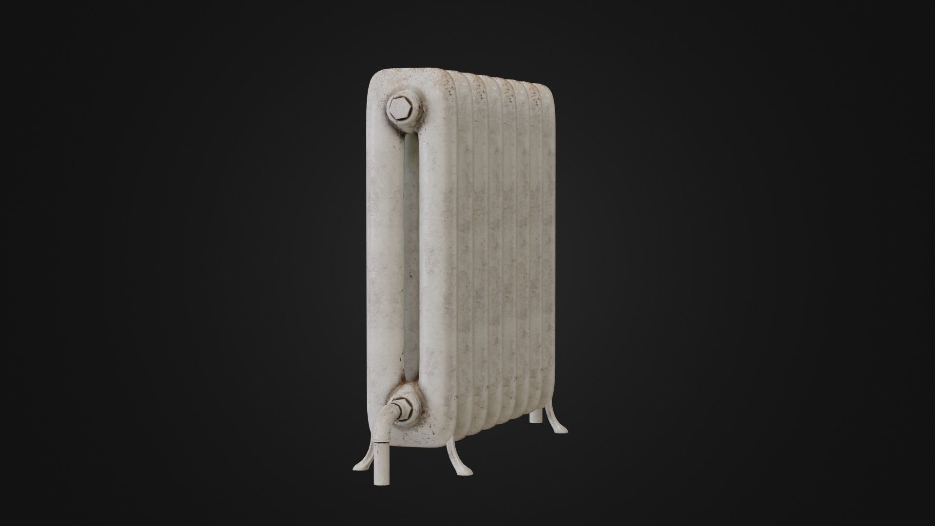 Dirty Soviet Radiator Heater Low-poly 3D model_11