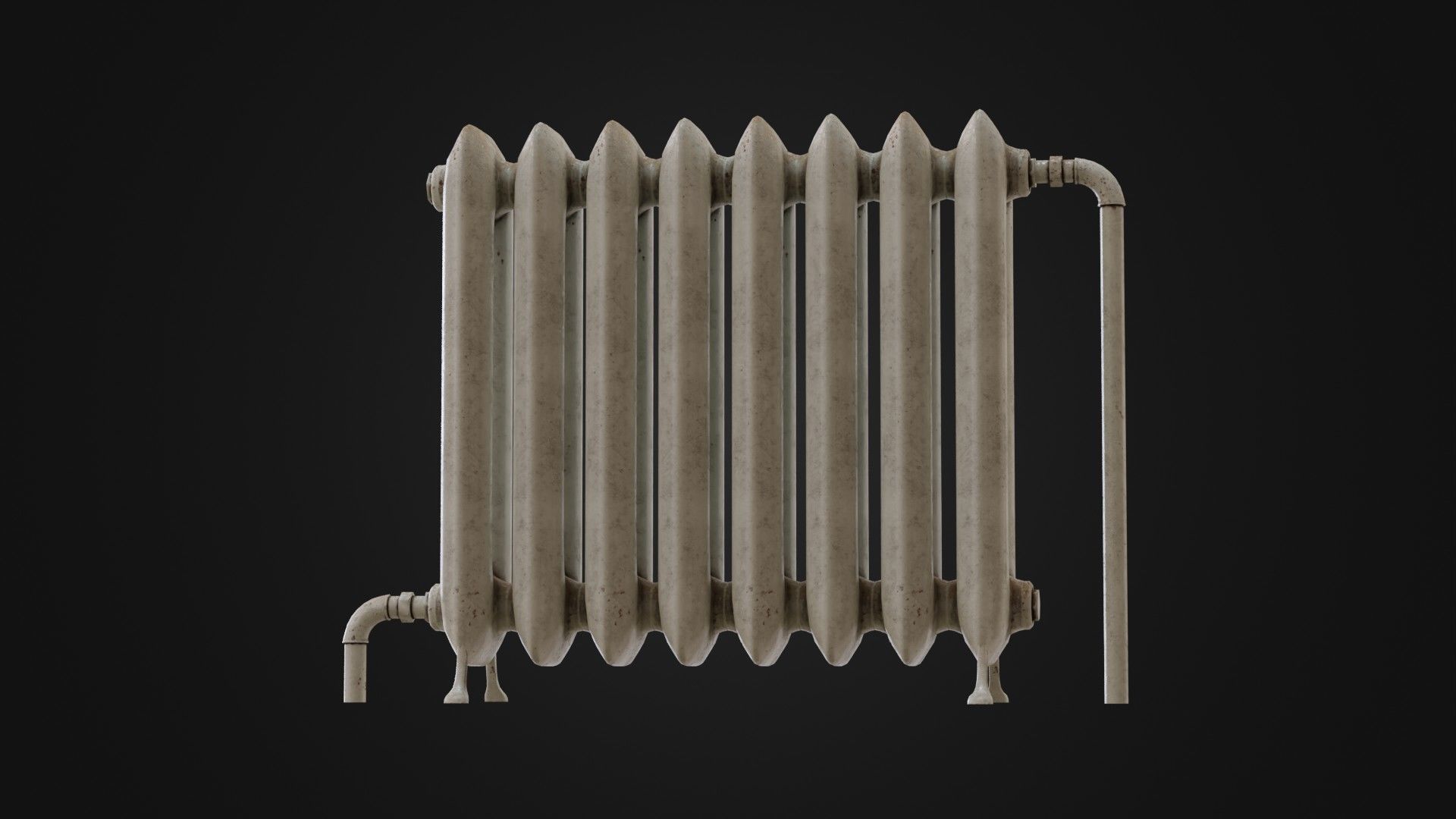 Dirty Soviet Radiator Heater Low-poly 3D model_1