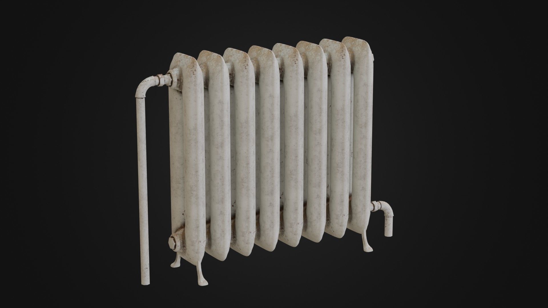 Dirty Soviet Radiator Heater Low-poly 3D model_28