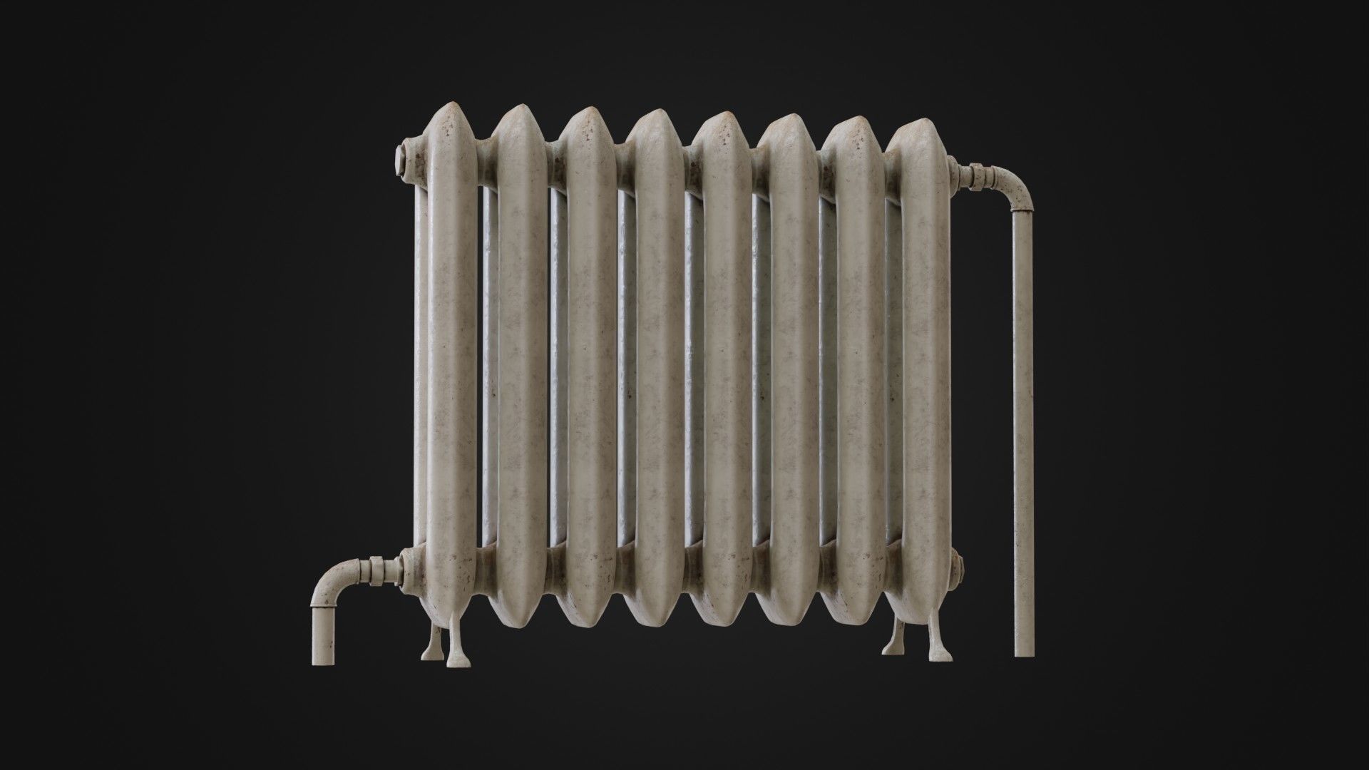 Dirty Soviet Radiator Heater Low-poly 3D model_4