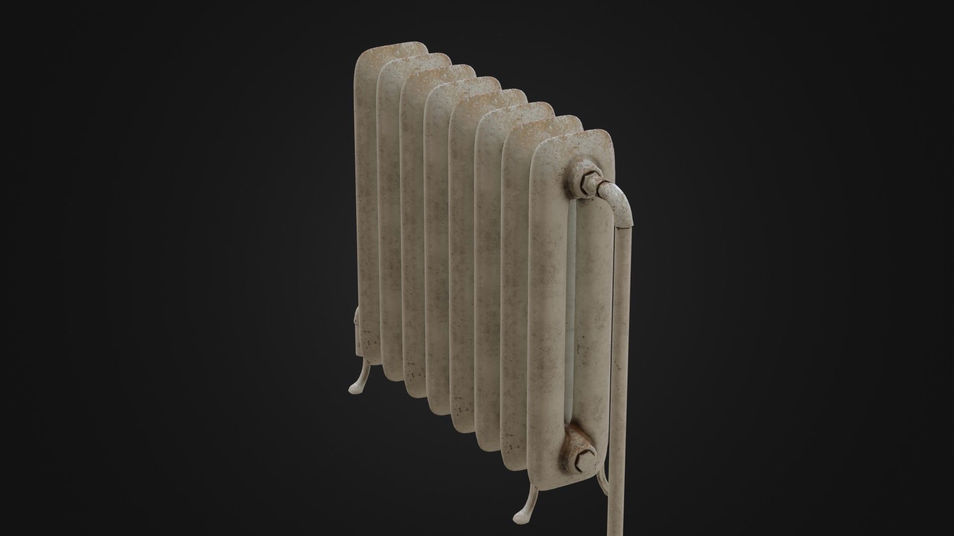 Dirty Soviet Radiator Heater Low-poly 3D model_38