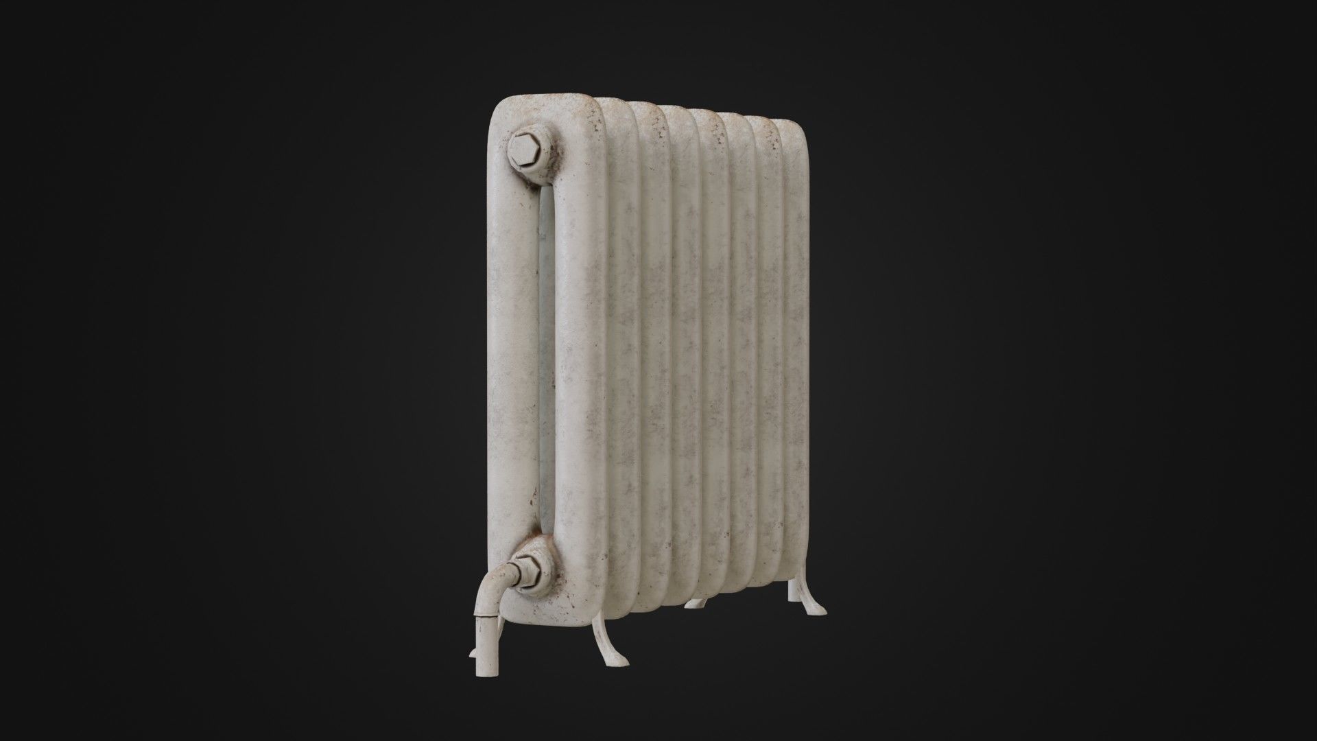 Dirty Soviet Radiator Heater Low-poly 3D model_10