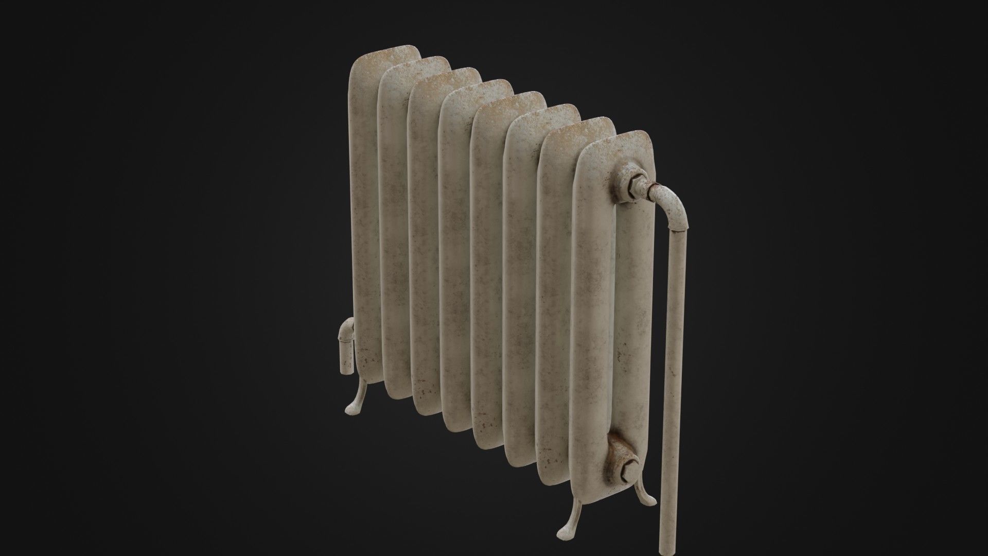 Dirty Soviet Radiator Heater Low-poly 3D model_39
