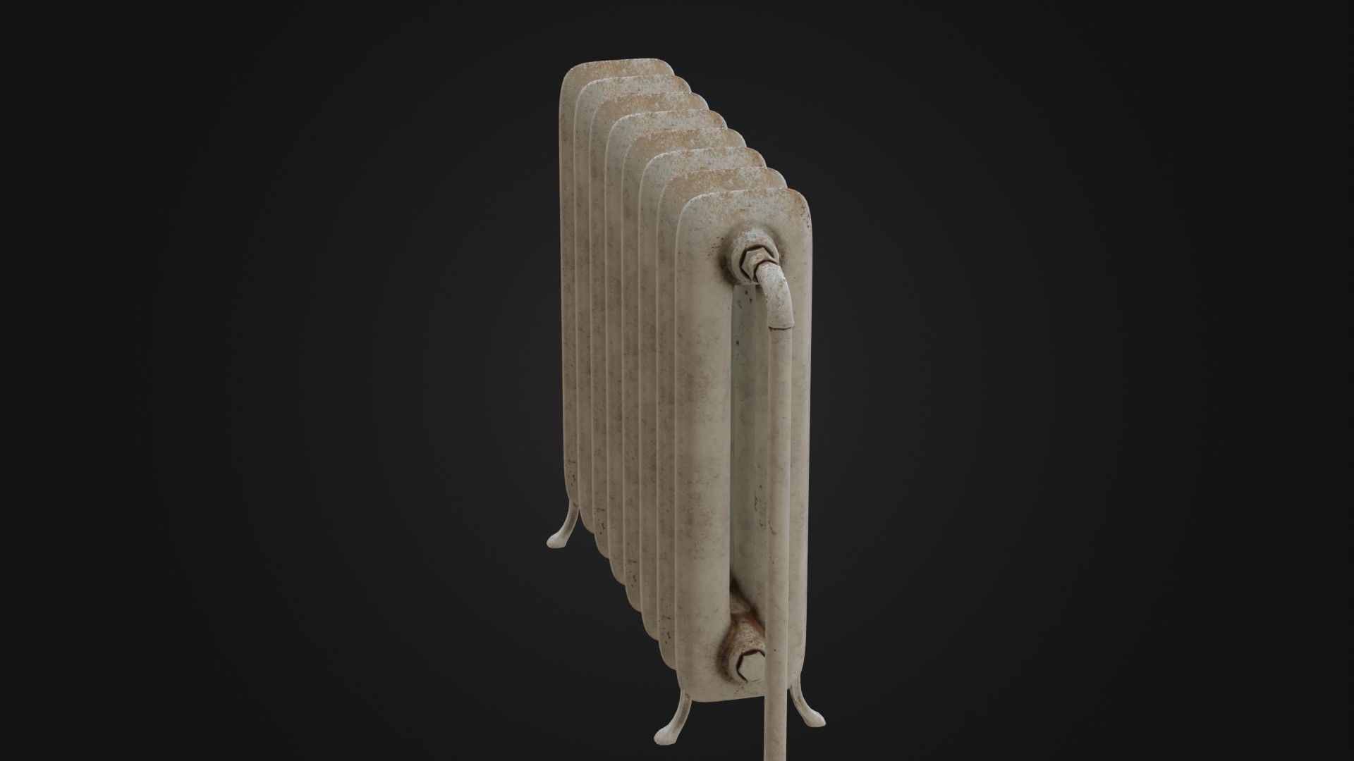 Dirty Soviet Radiator Heater Low-poly 3D model_36