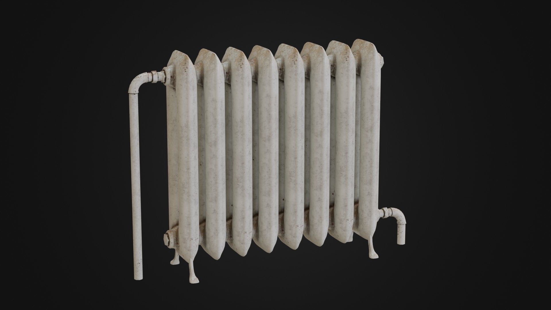 Dirty Soviet Radiator Heater Low-poly 3D model_27