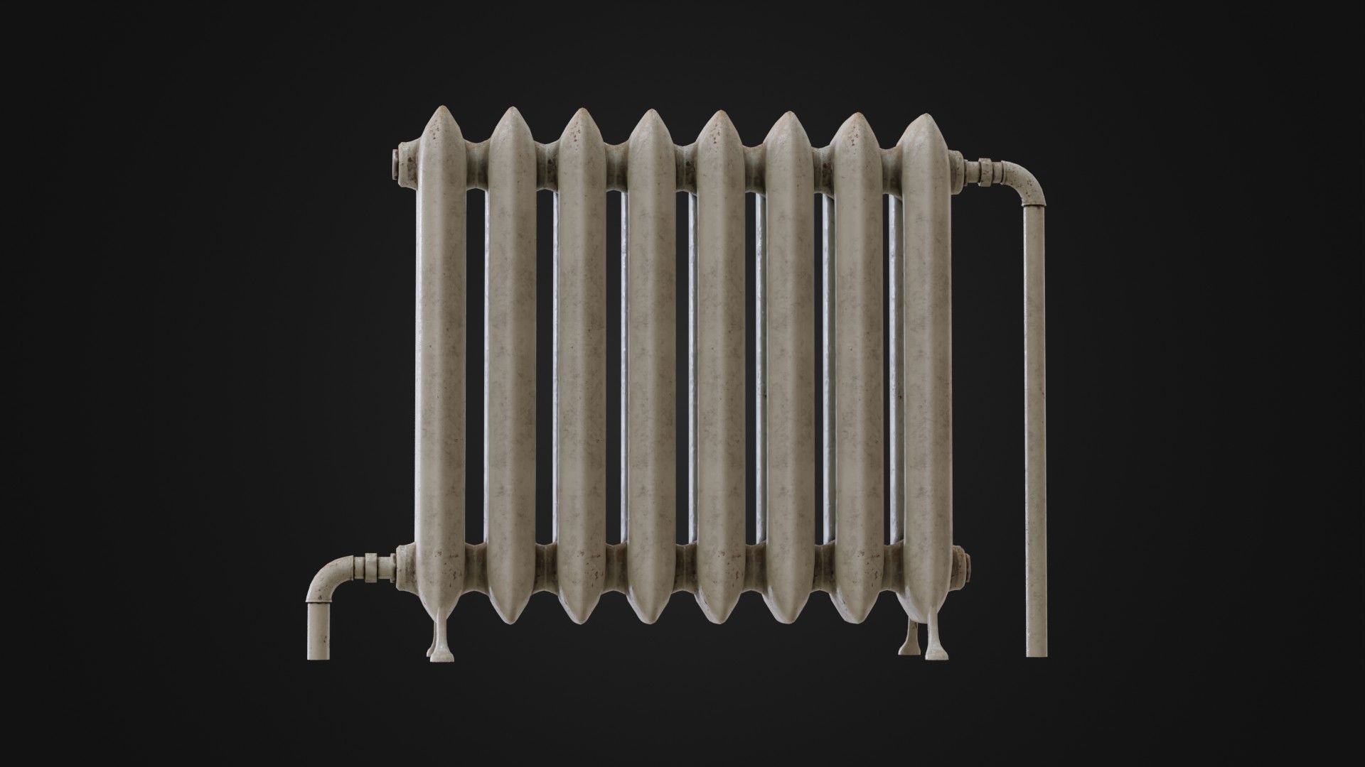 Dirty Soviet Radiator Heater Low-poly 3D model_3
