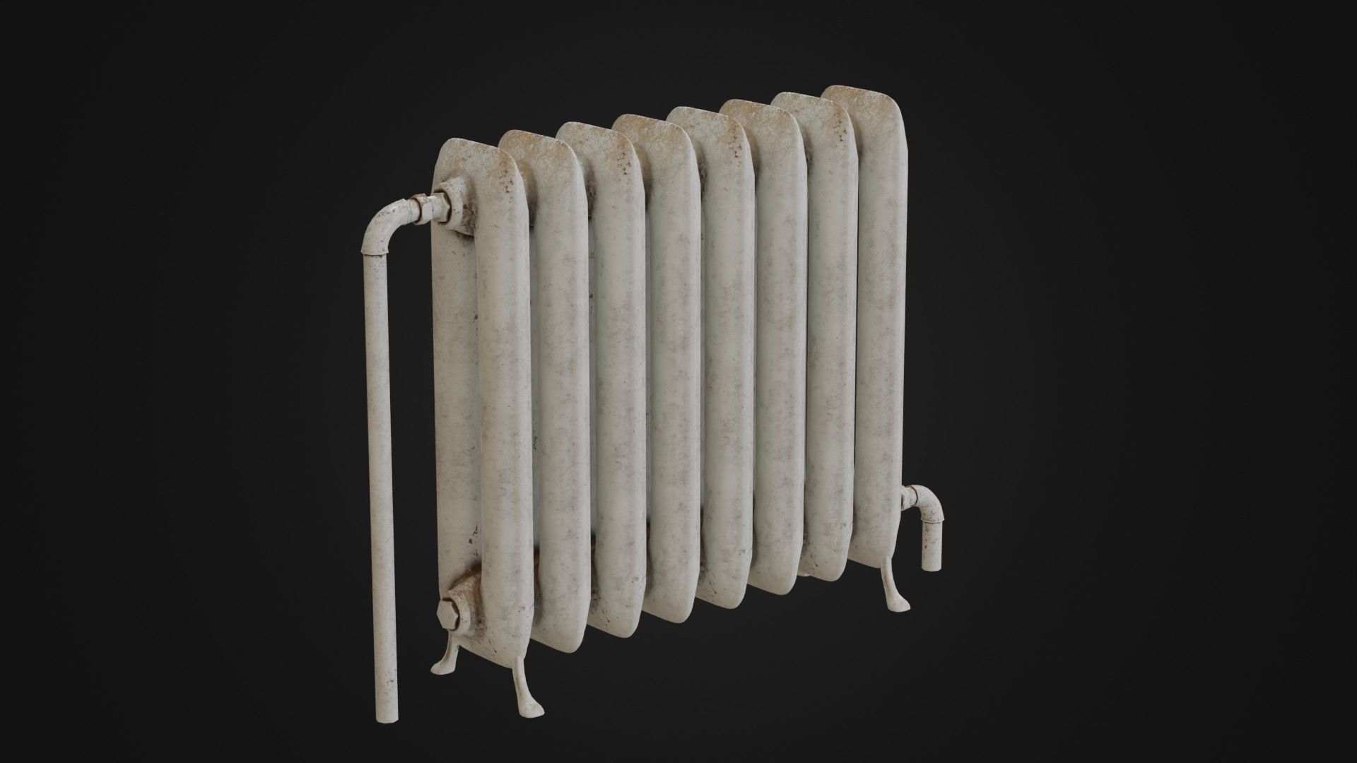 Dirty Soviet Radiator Heater Low-poly 3D model_29