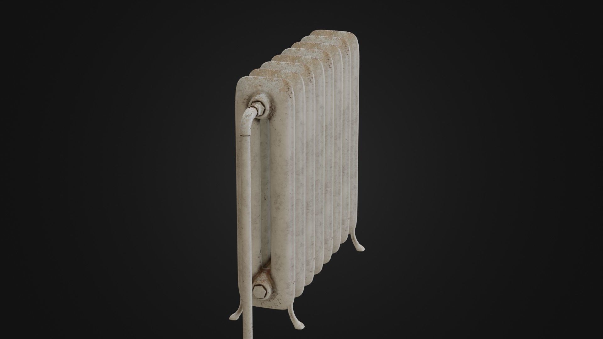 Dirty Soviet Radiator Heater Low-poly 3D model_32
