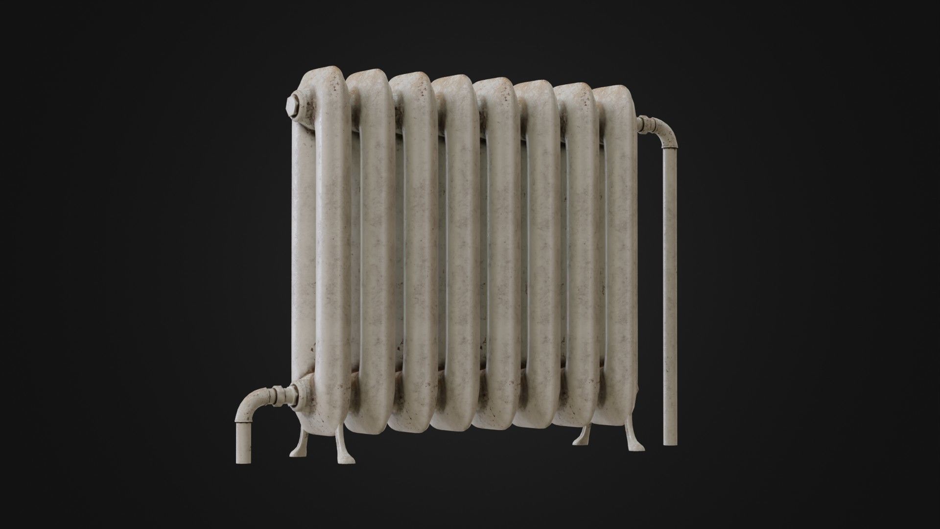 Dirty Soviet Radiator Heater Low-poly 3D model_6