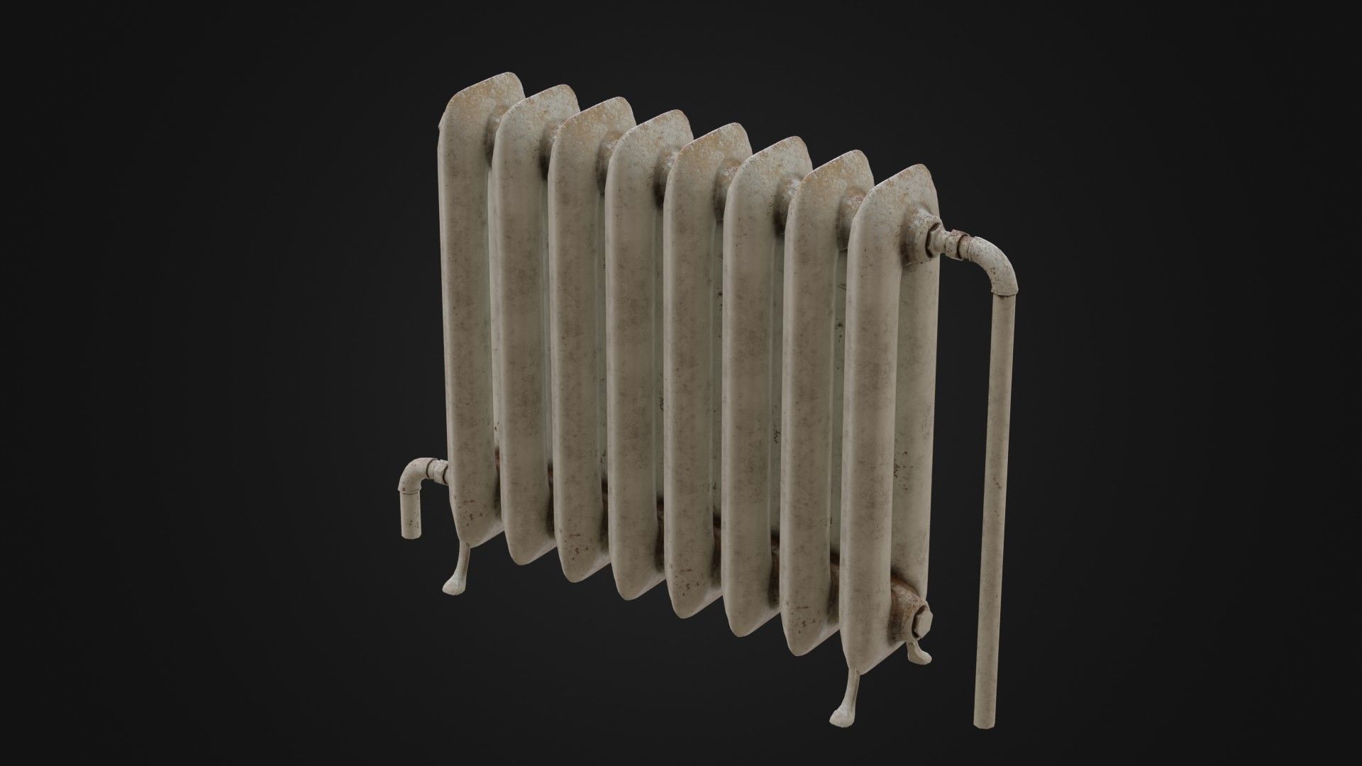 Dirty Soviet Radiator Heater Low-poly 3D model_41