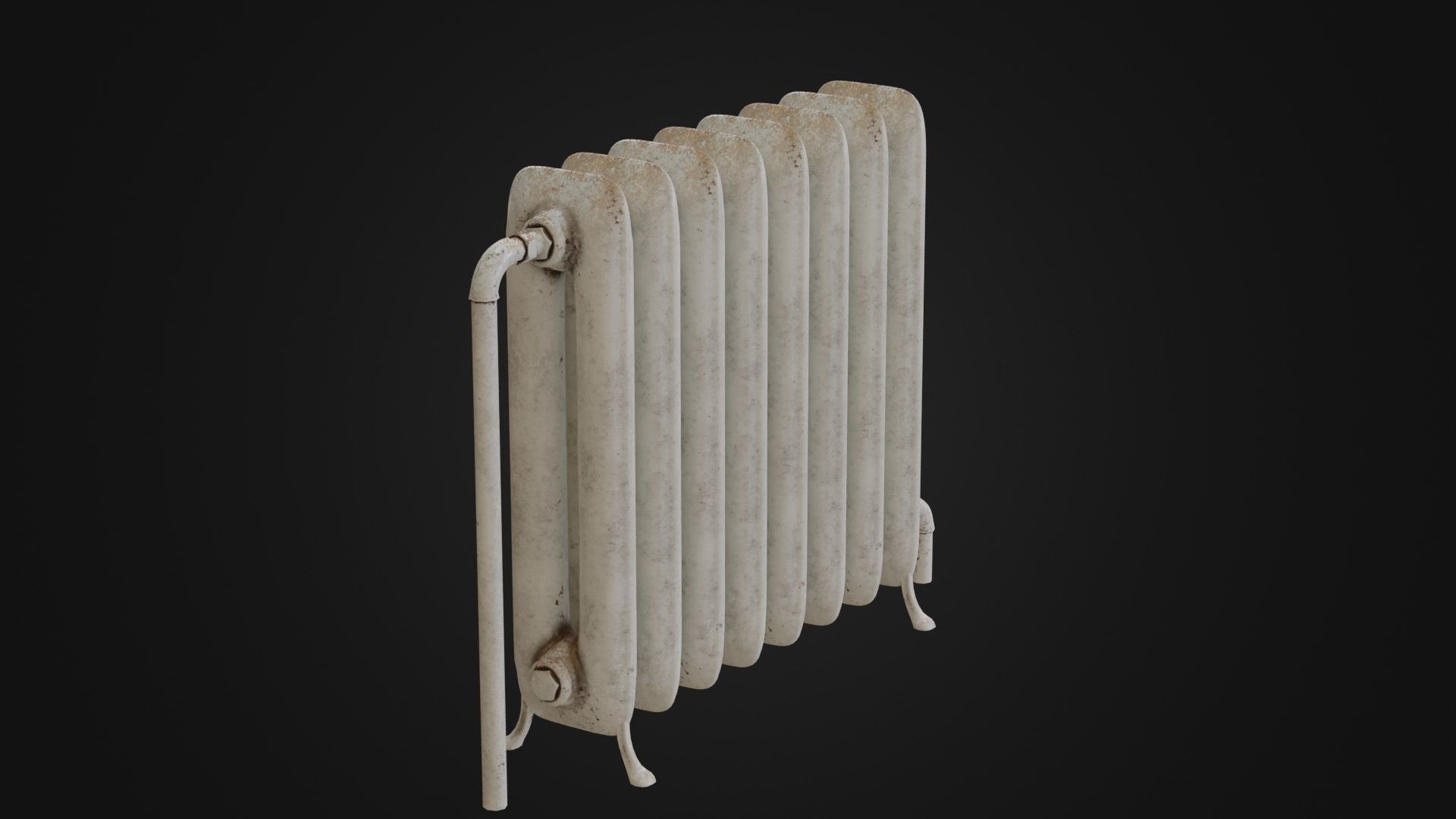 Dirty Soviet Radiator Heater Low-poly 3D model_30