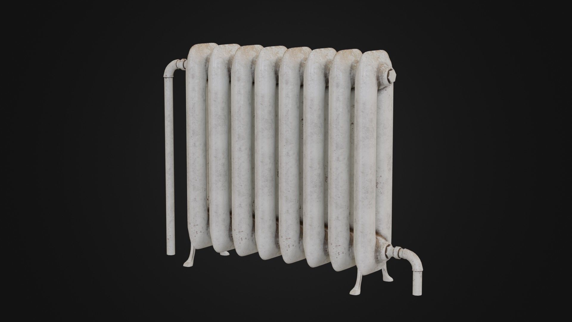 Dirty Soviet Radiator Heater Low-poly 3D model_20