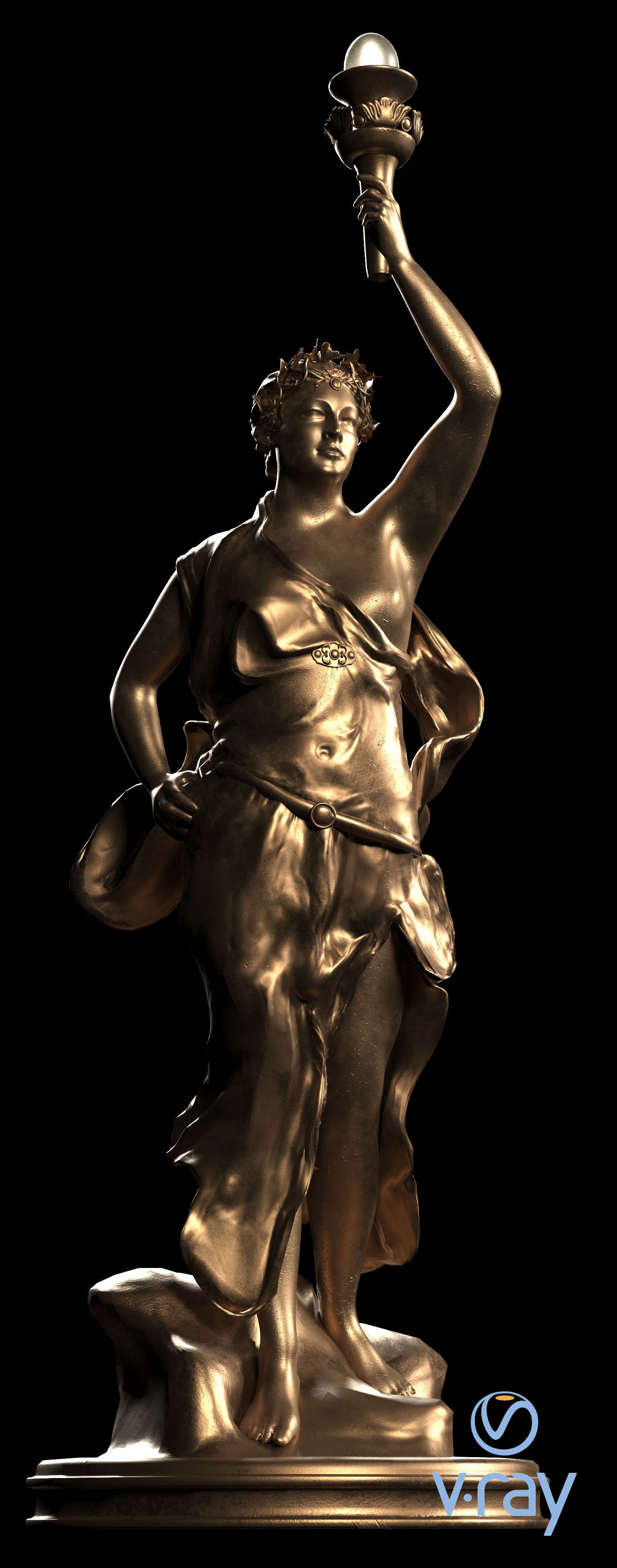 Decorative Set Statue and Table  Low-poly 3D model_1