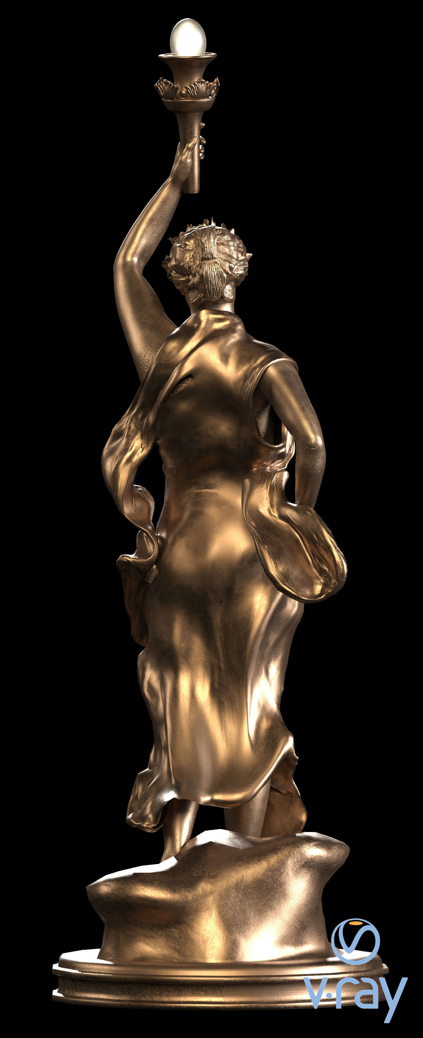 Decorative Set Statue and Table  Low-poly 3D model_2