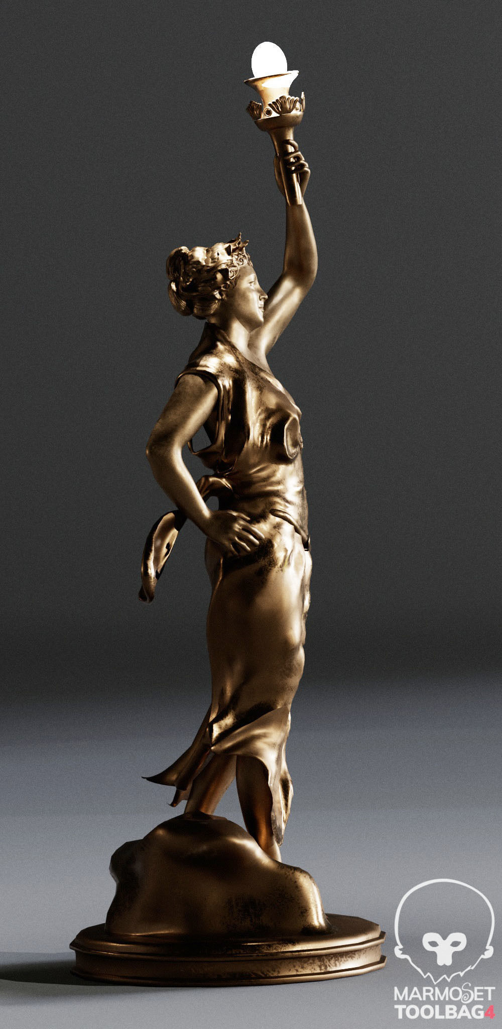 Decorative Set Statue and Table  Low-poly 3D model_11