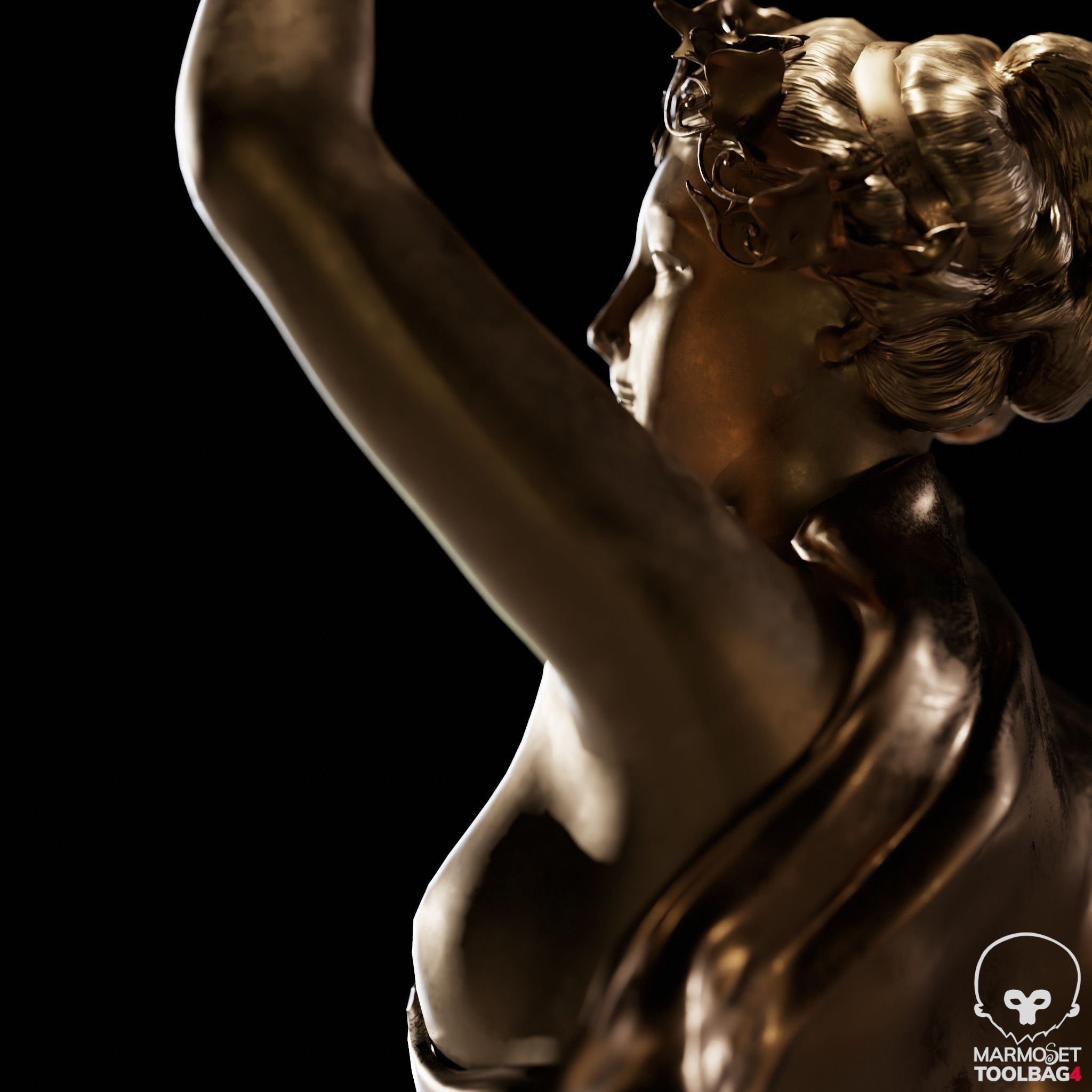 Decorative Set Statue and Table  Low-poly 3D model_14