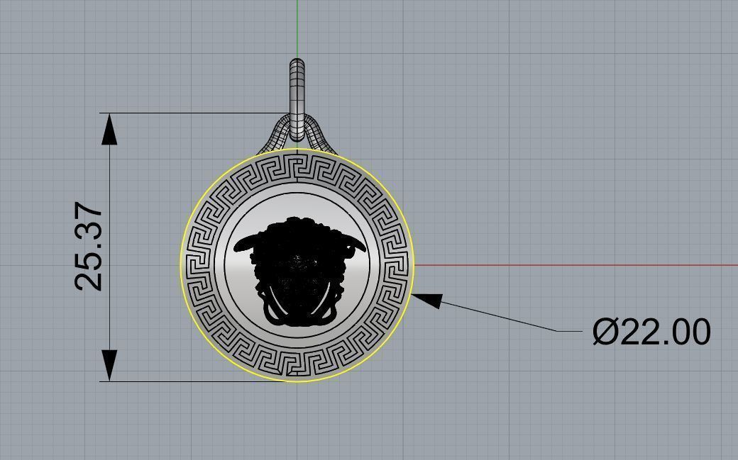 Medusa pendant 22 mm 3D print model_4