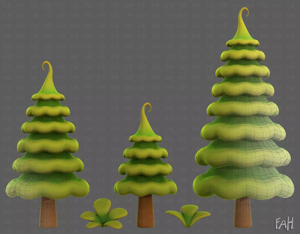Trees Cartoon V46 Low-poly 3D model