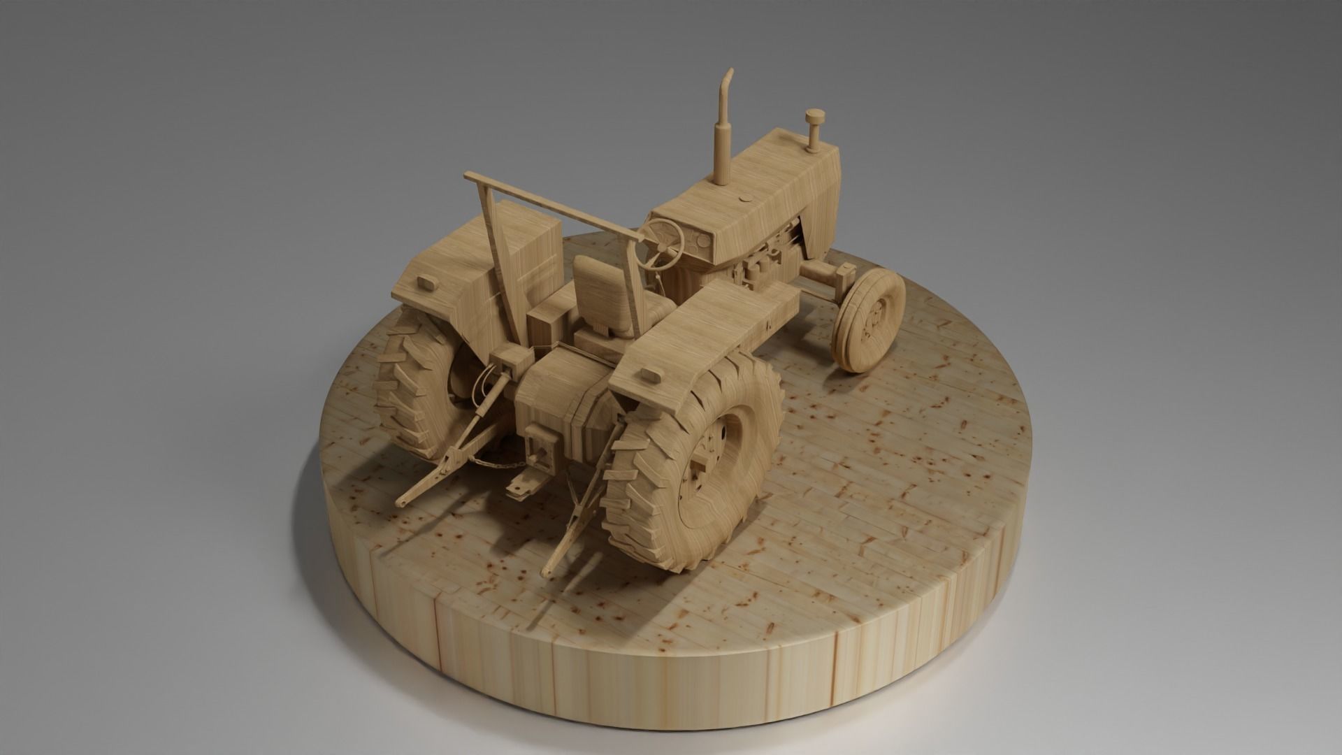 Wooden tractor 3D model_2