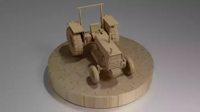 Wooden tractor 3D model