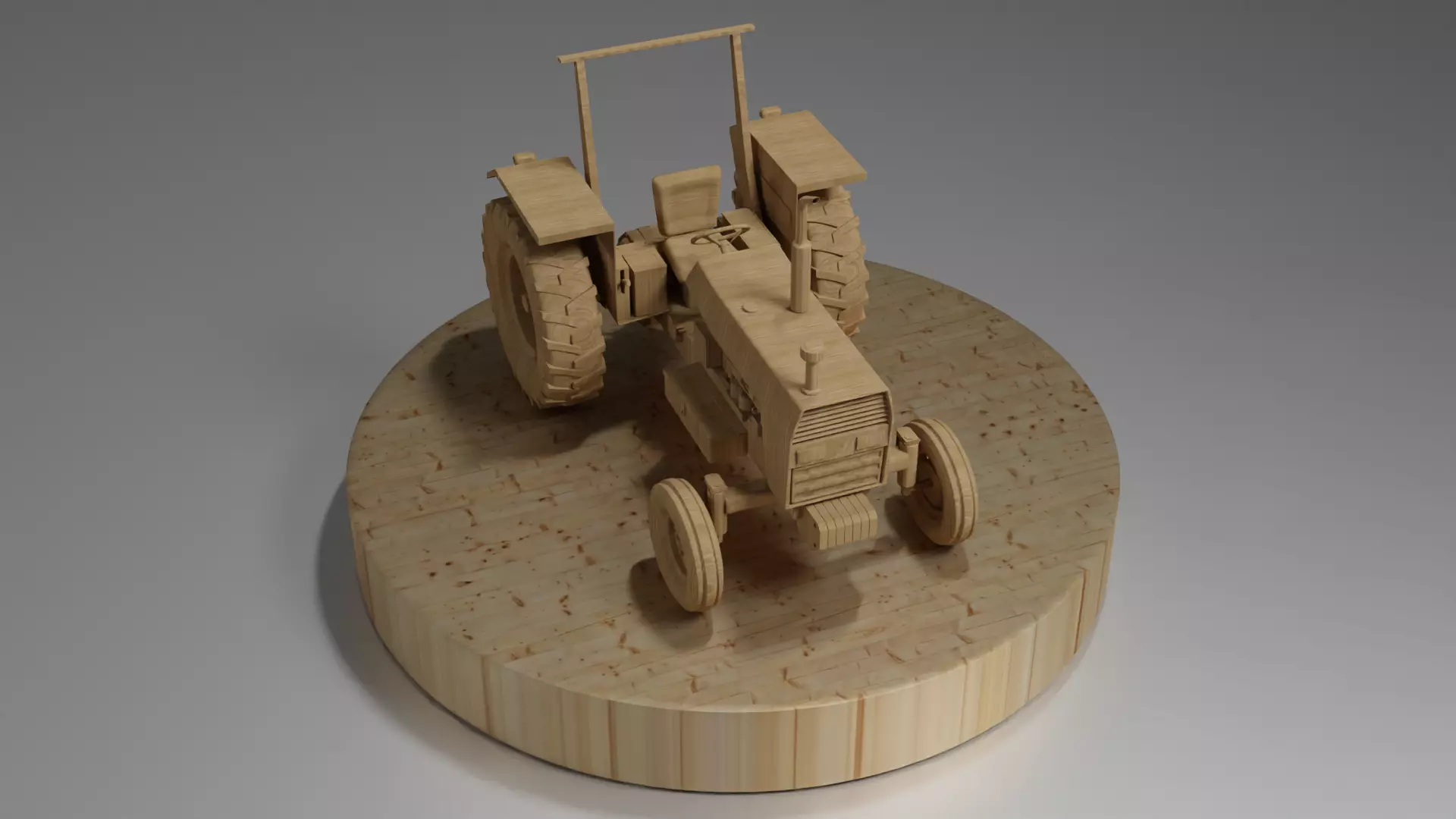 Wooden tractor 3D model_0