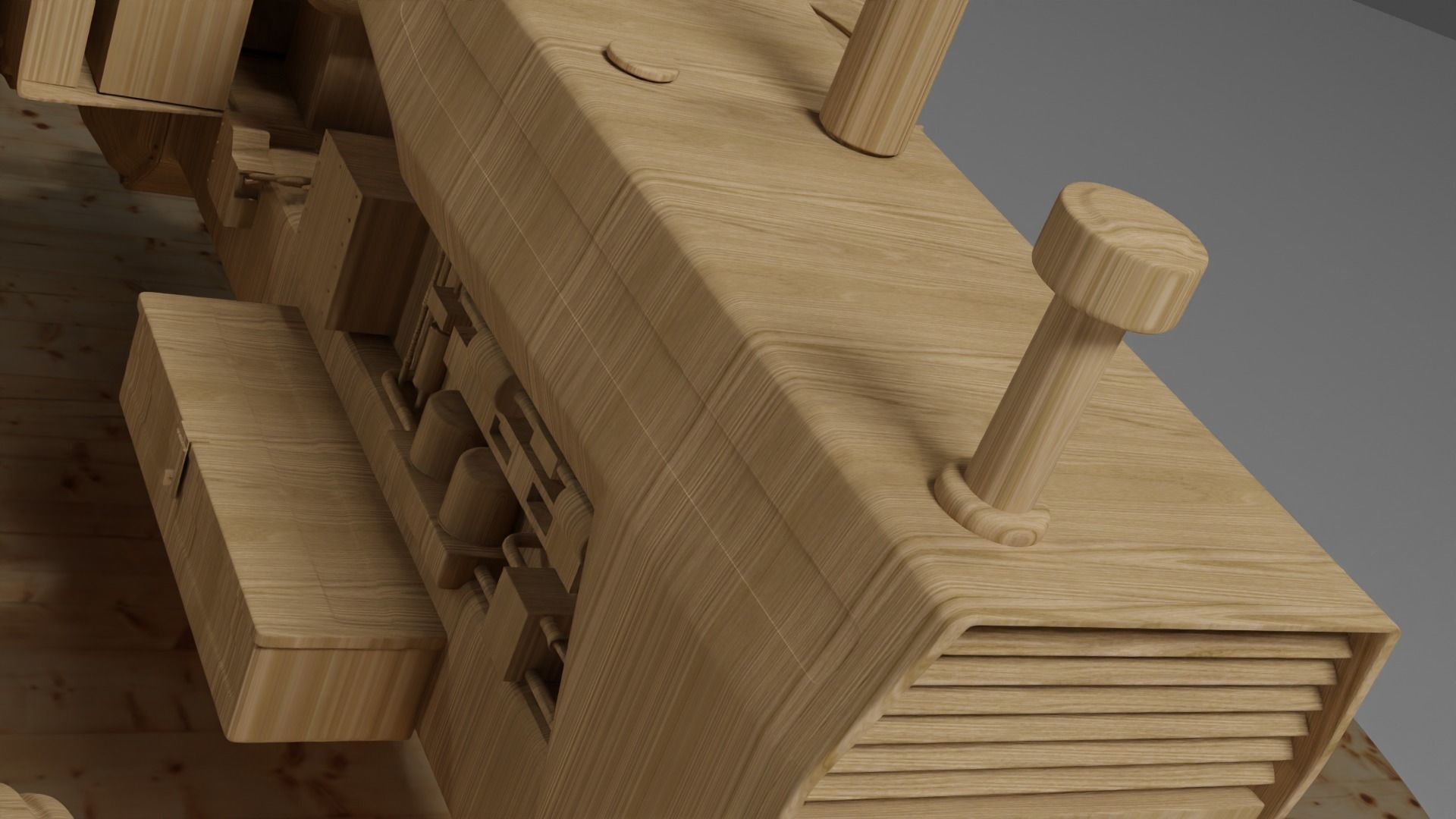 Wooden tractor 3D model_8