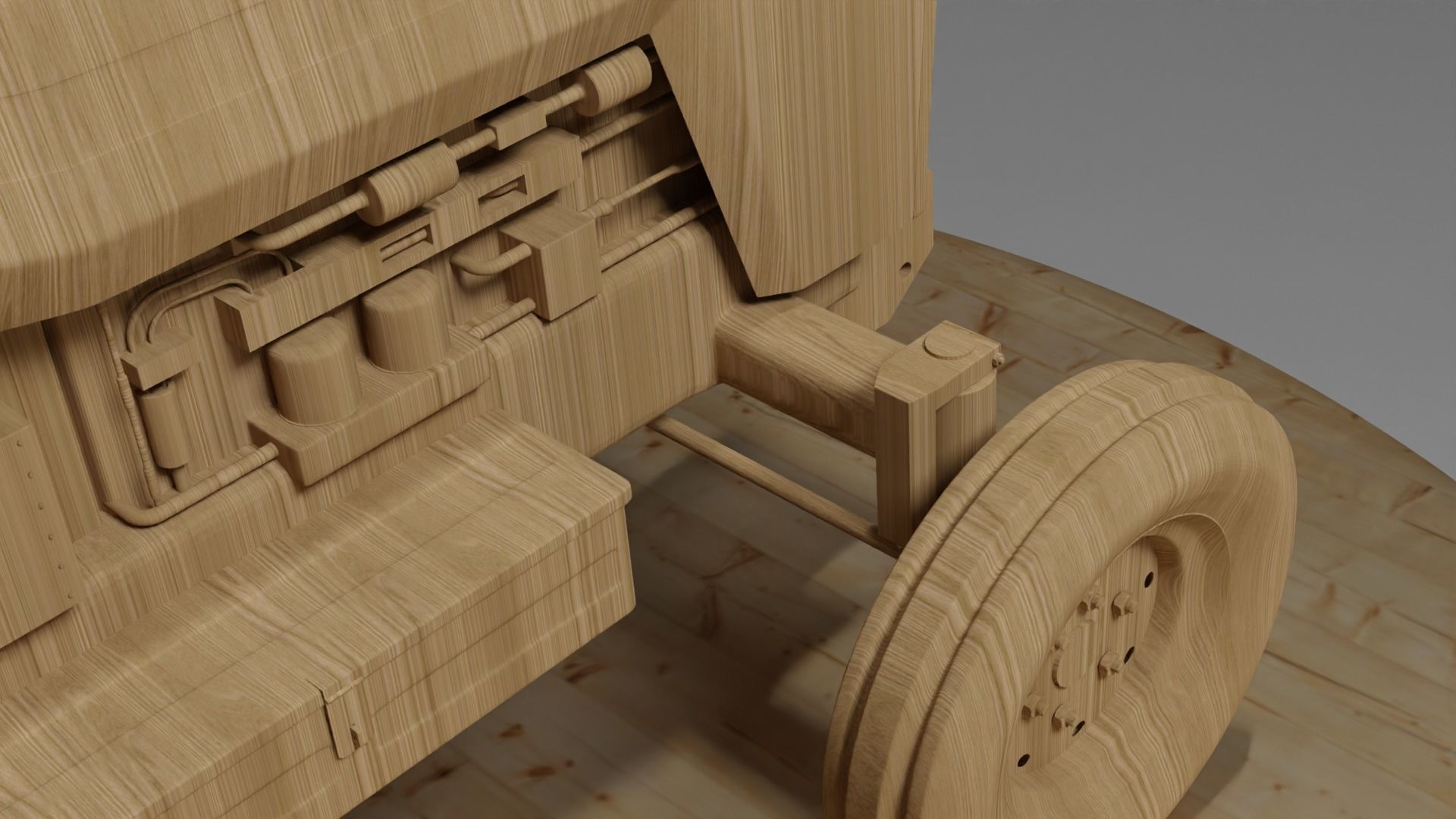 Wooden tractor 3D model_6