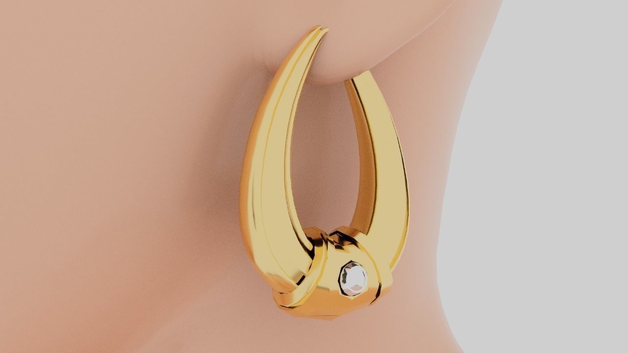 Gold Earrings 3D model_1