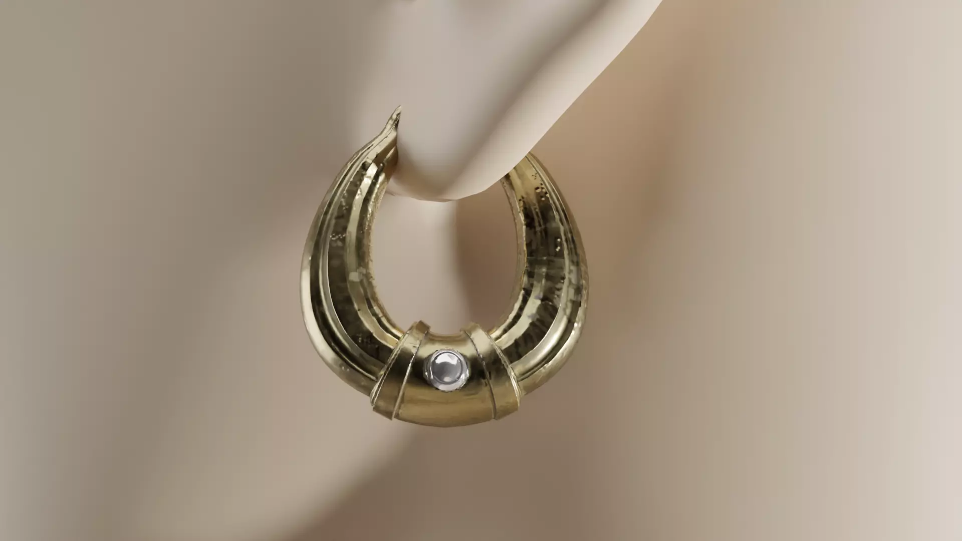 Gold Earrings 3D model_0