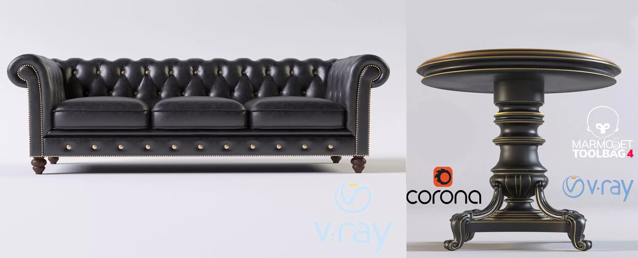 Sofa and table Low-poly 3D model_0