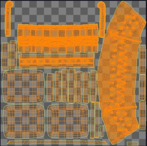 Sofa and table Low-poly 3D model_17