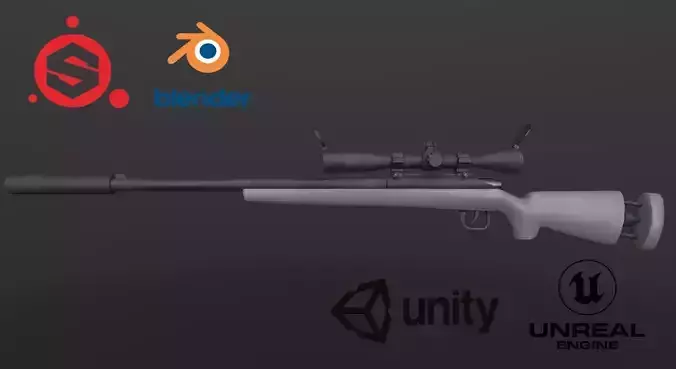  Sniper M24  RIfle Low-poly 3D model