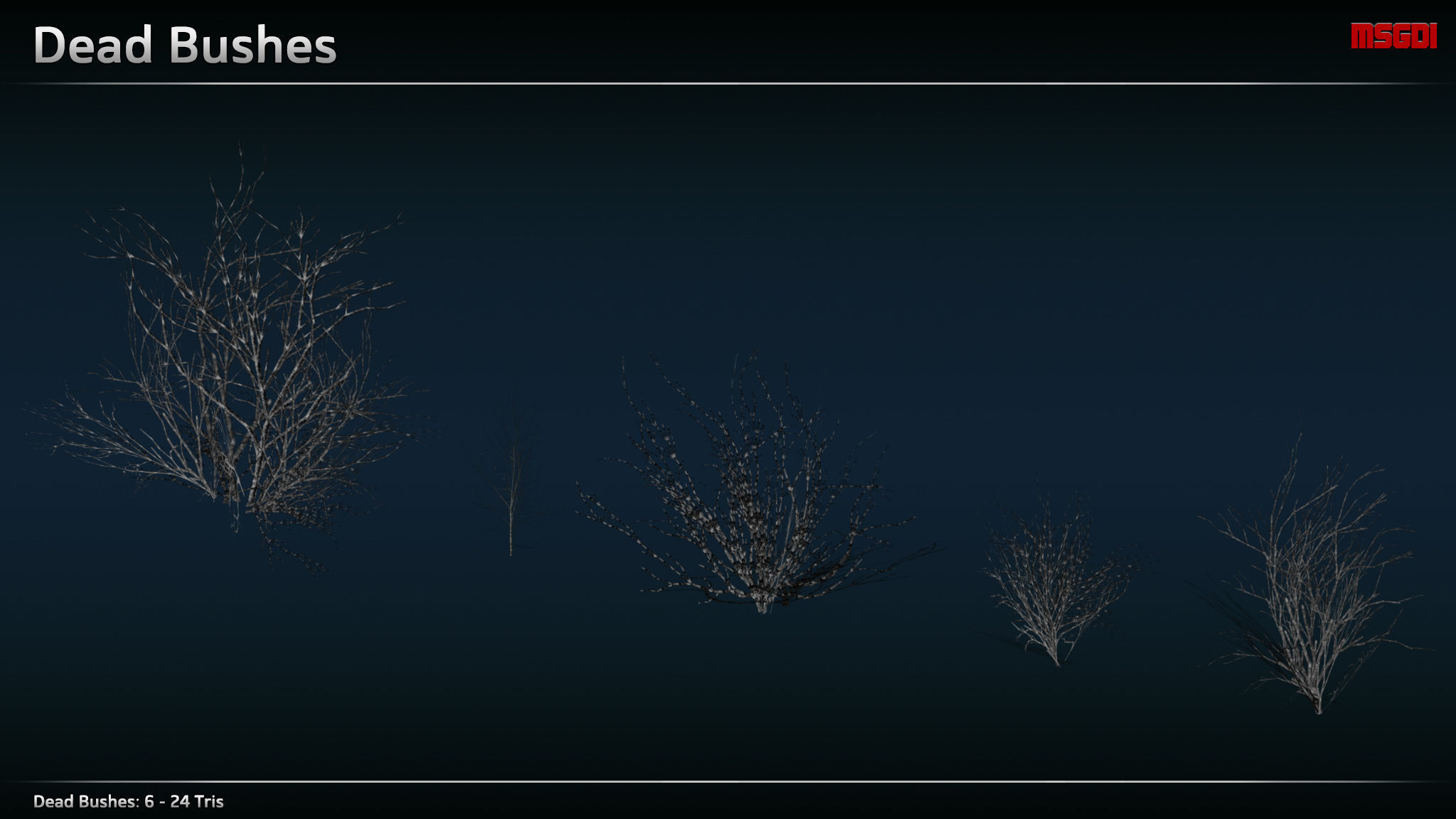 Dead Trees and Bushes Low-poly 3D model_4