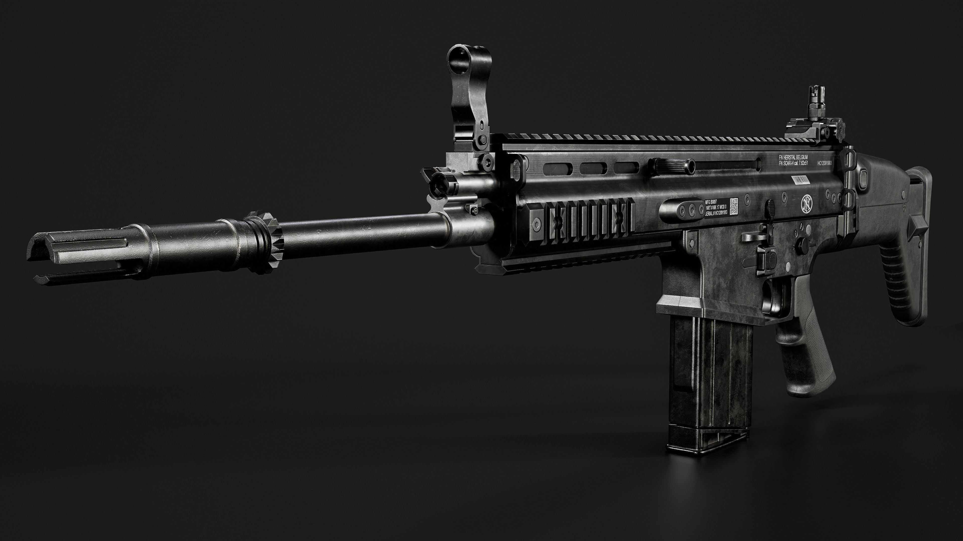 FN SCAR-H Low-poly 3D model_8