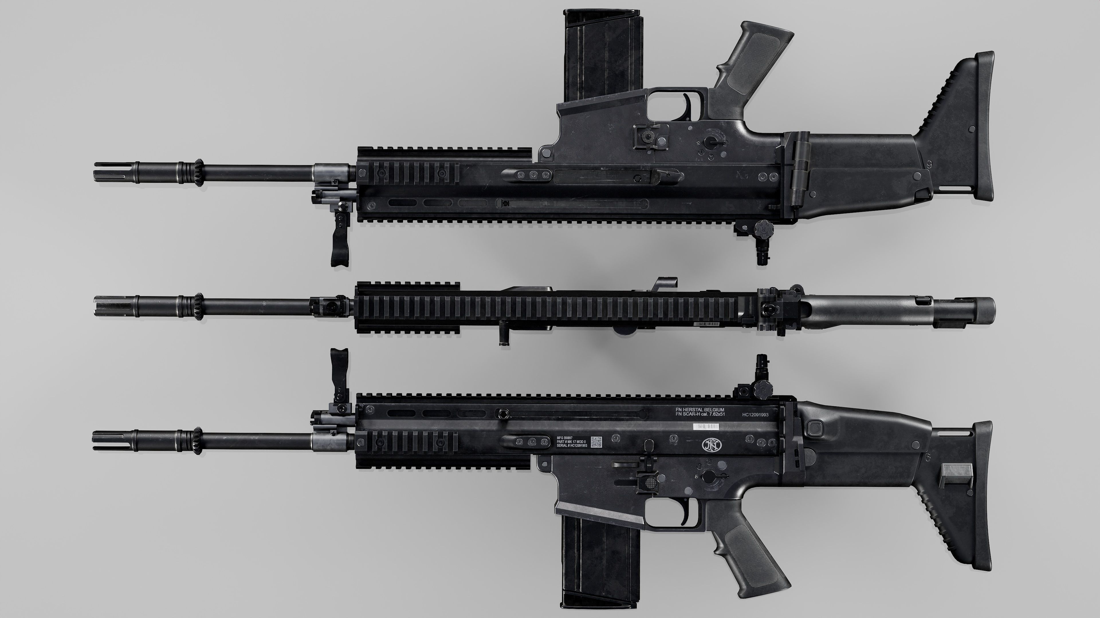 FN SCAR-H Low-poly 3D model_4