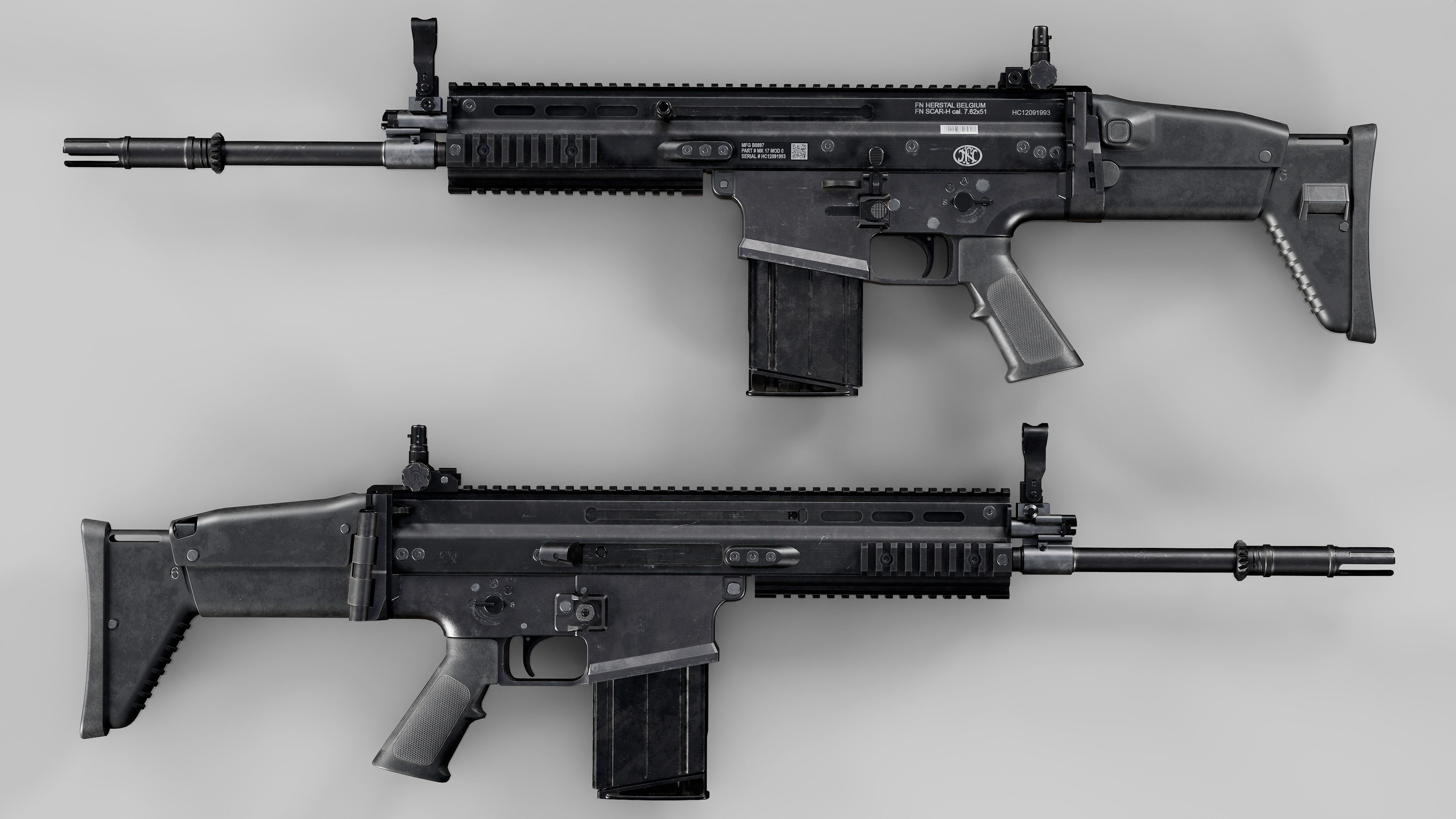 FN SCAR-H Low-poly 3D model_3