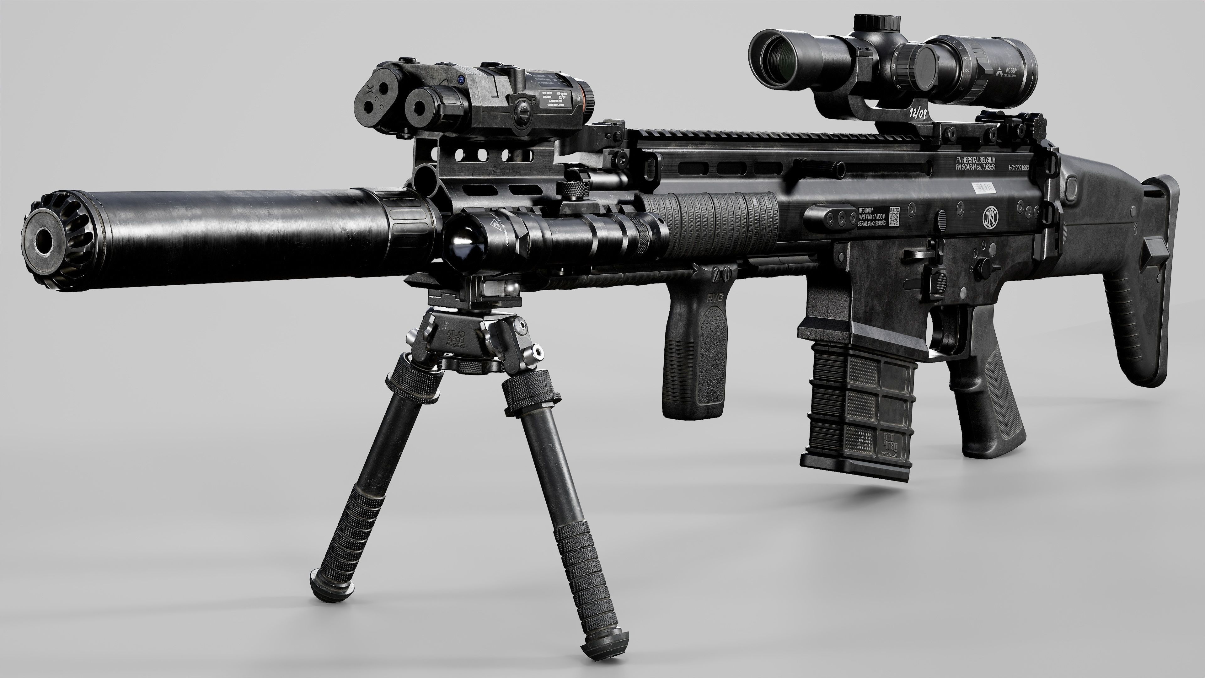 FN SCAR-H Body Kit Low-poly 3D model_6