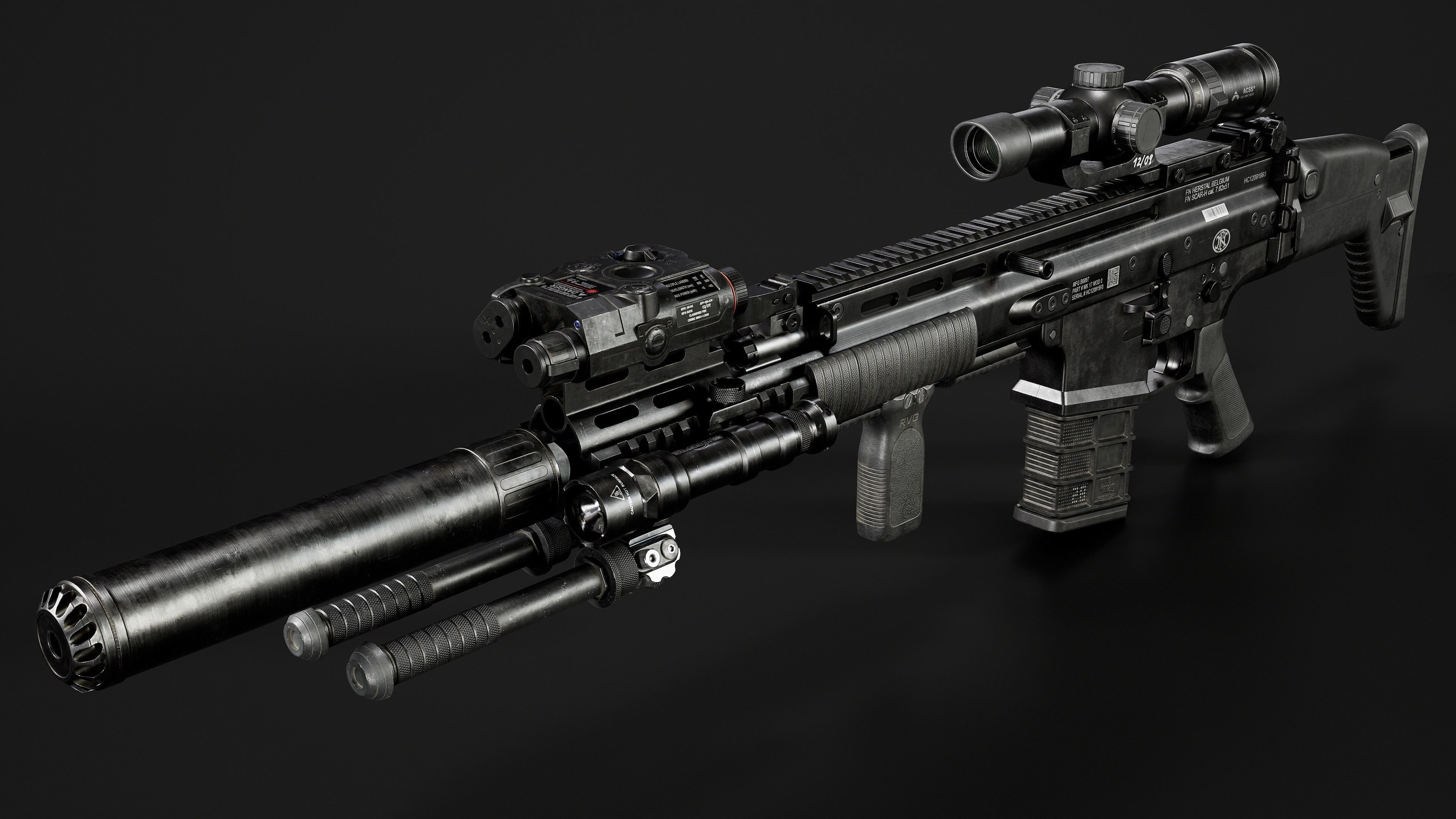 FN SCAR-H Body Kit Low-poly 3D model_10