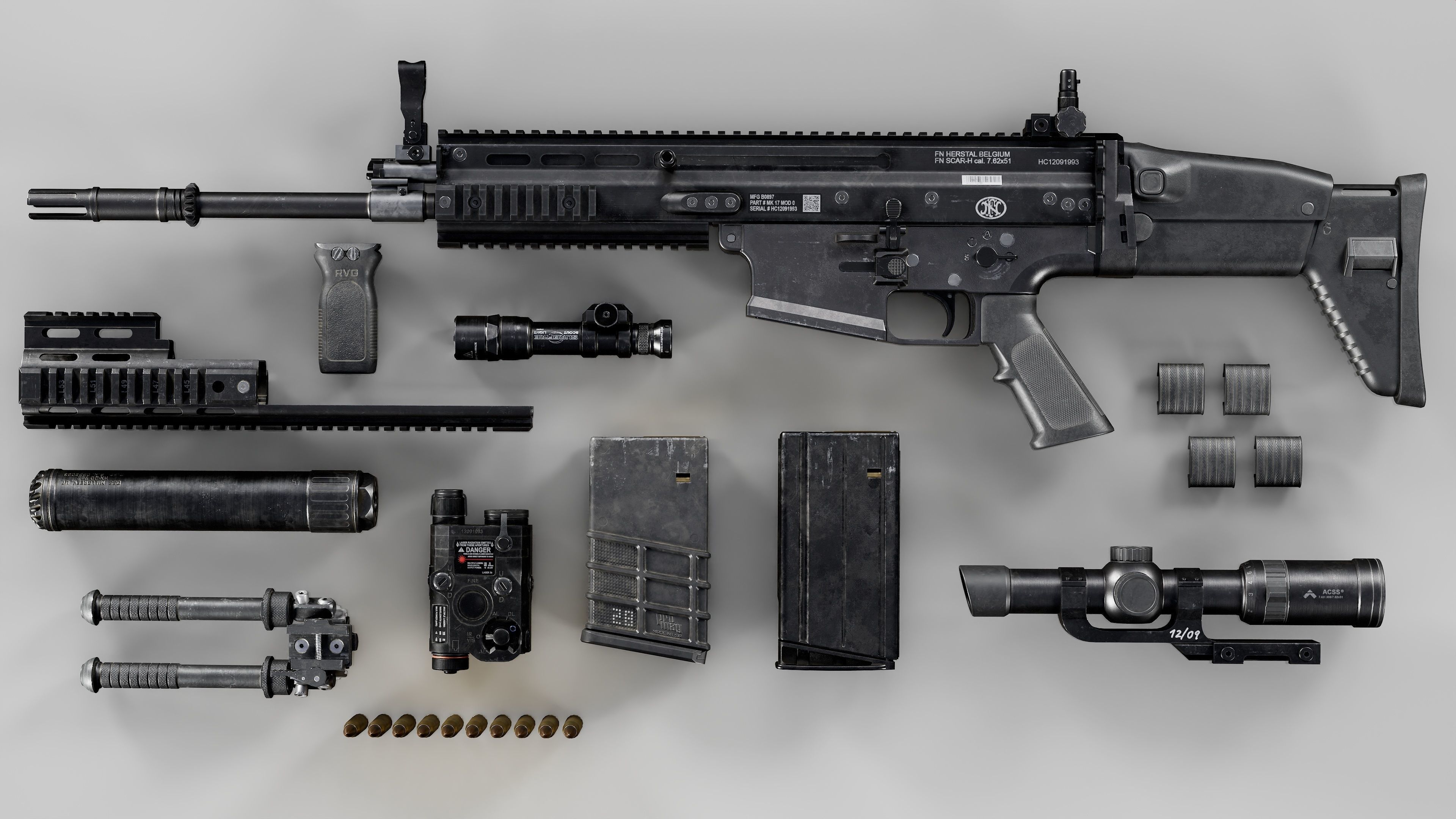 FN SCAR-H Body Kit Low-poly 3D model_2