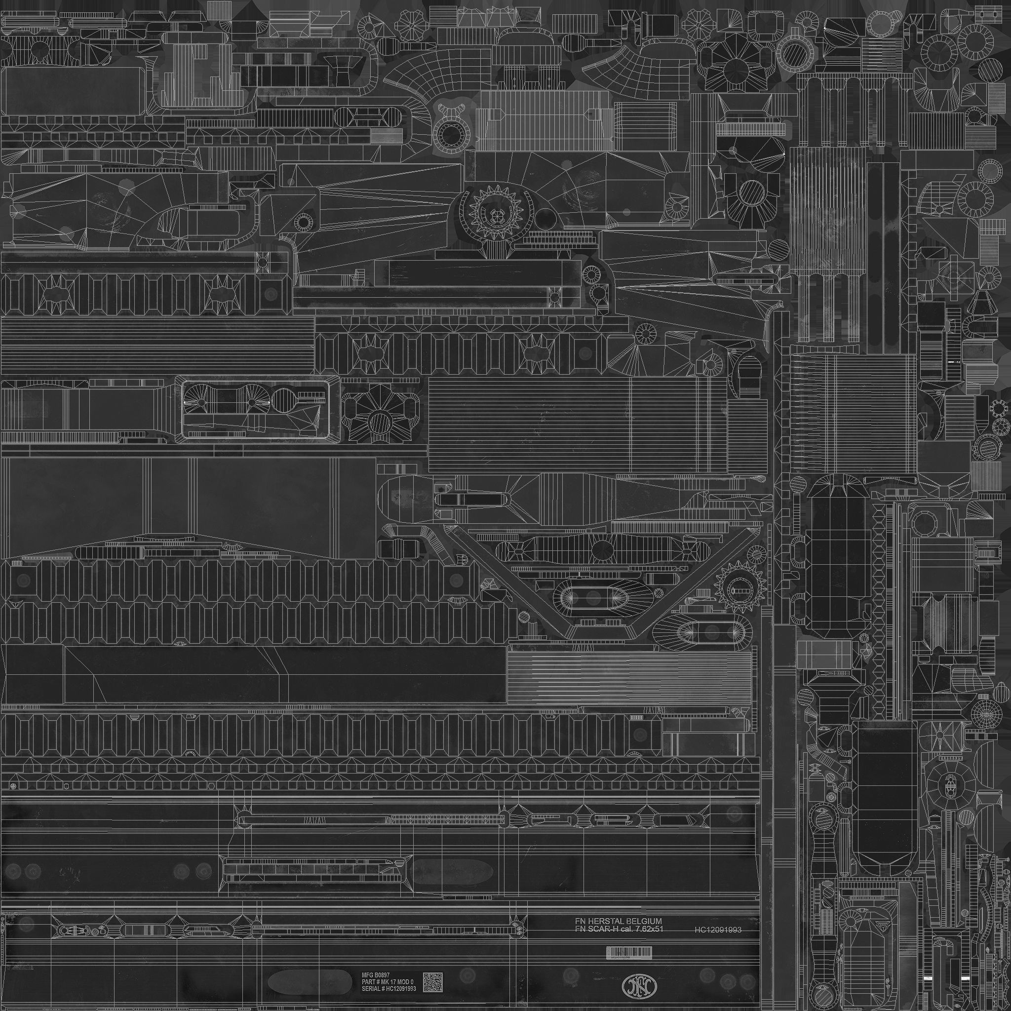 FN SCAR-H Body Kit Low-poly 3D model_40