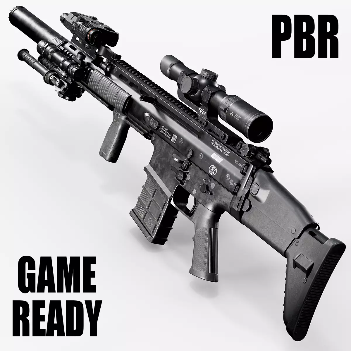 FN SCAR-H Body Kit Low-poly 3D model_0