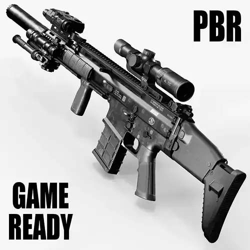 FN SCAR-H Body Kit Low-poly 3D model