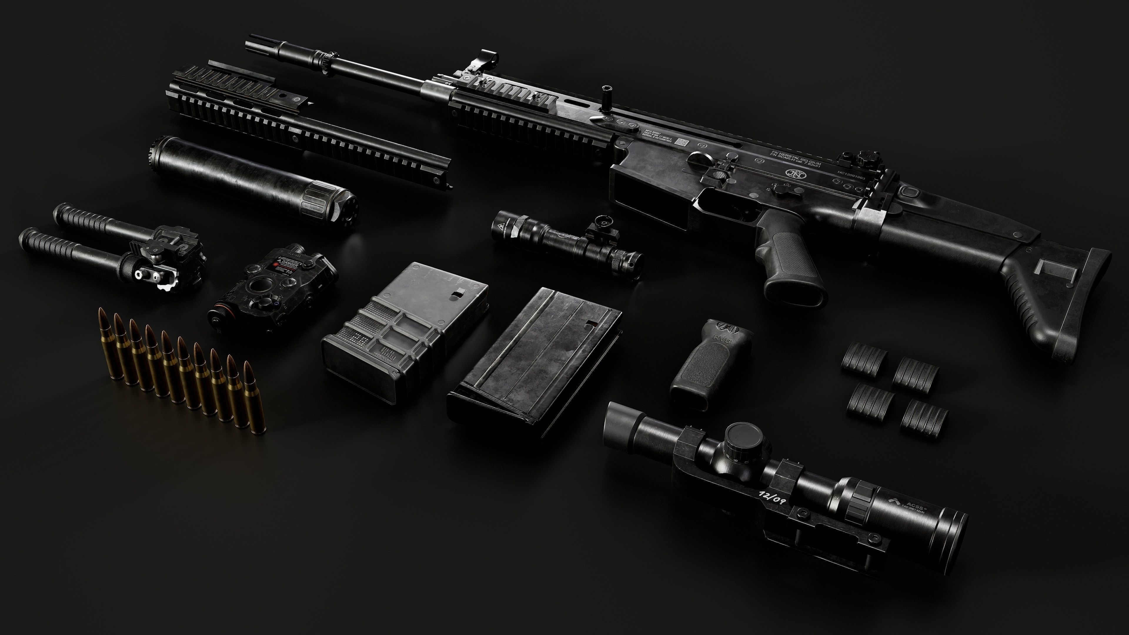 FN SCAR-H Body Kit Low-poly 3D model_8